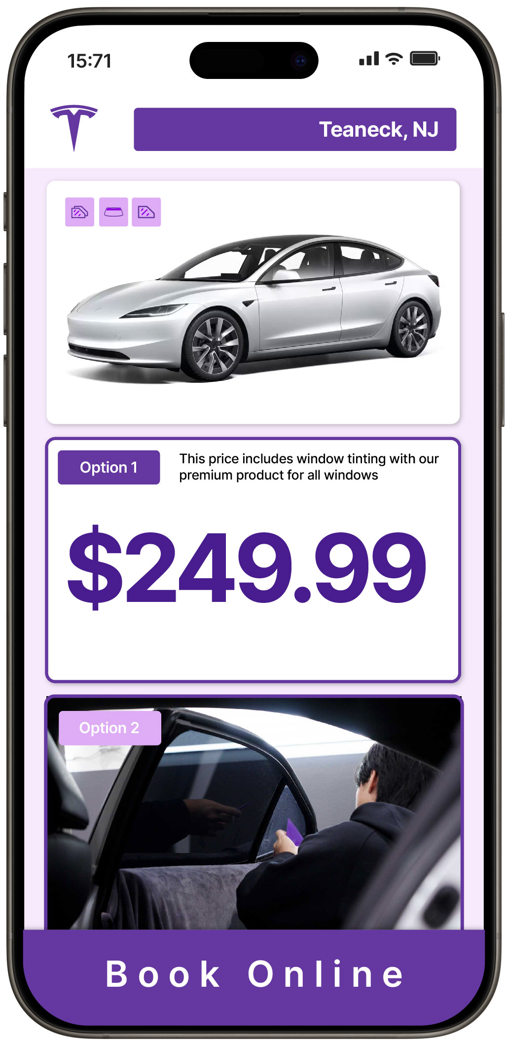 View Affordable Tesla Window Tinting Costs in Teaneck, New Jersey