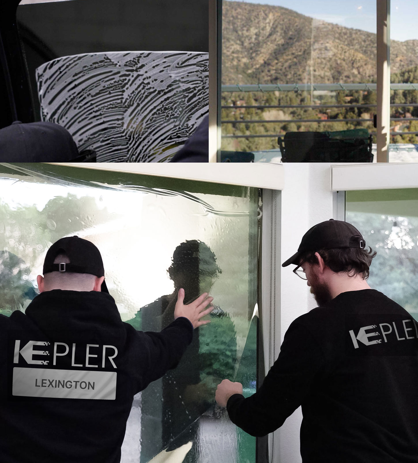 Kepler Technician Installing Ceramic Window Tint to Home in Lexington
