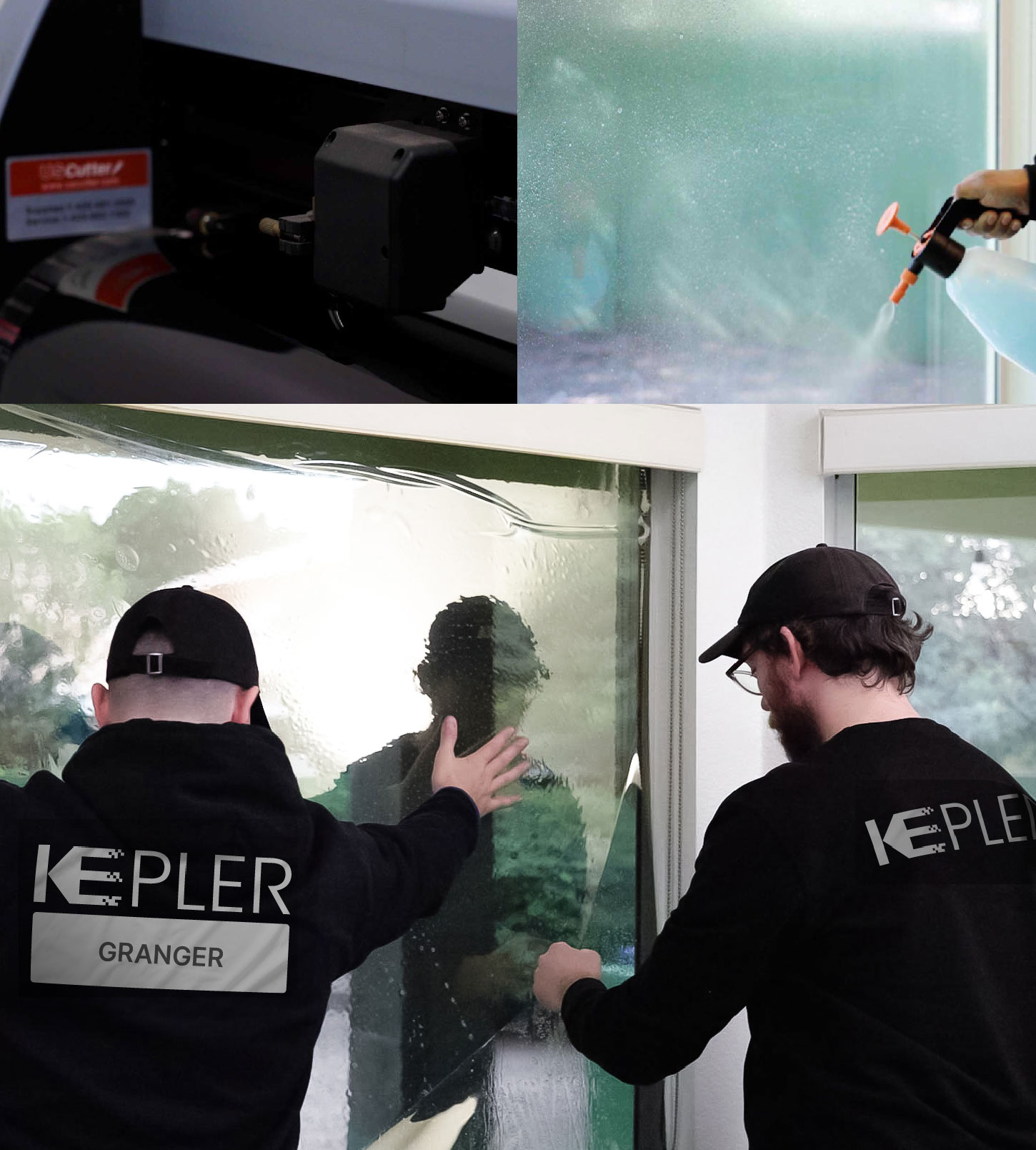 Kepler Technician Applying Advanced Window Tint to Home in Granger