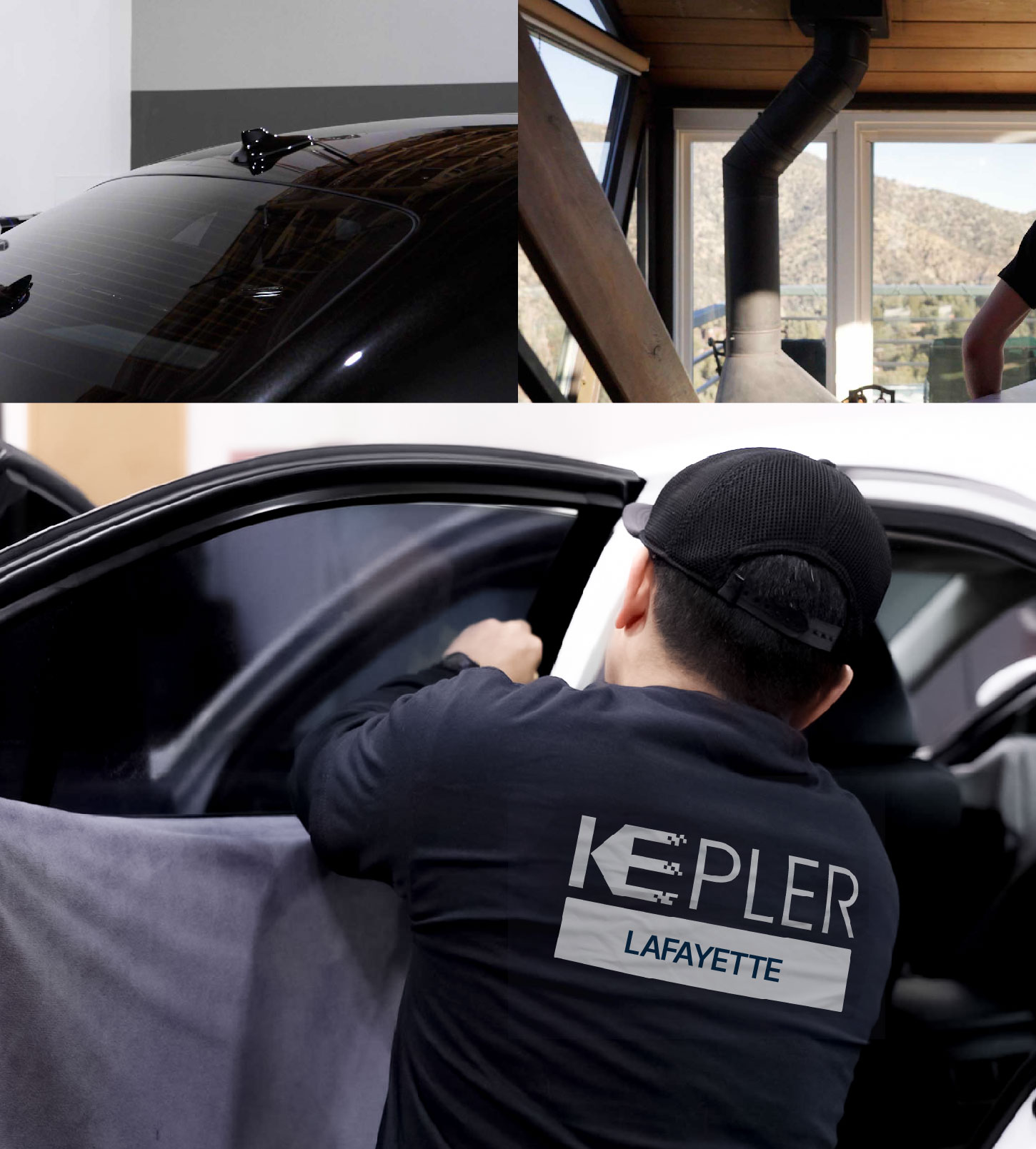 Automotive Window Tinting Expert Applying Film in Lafayette, California