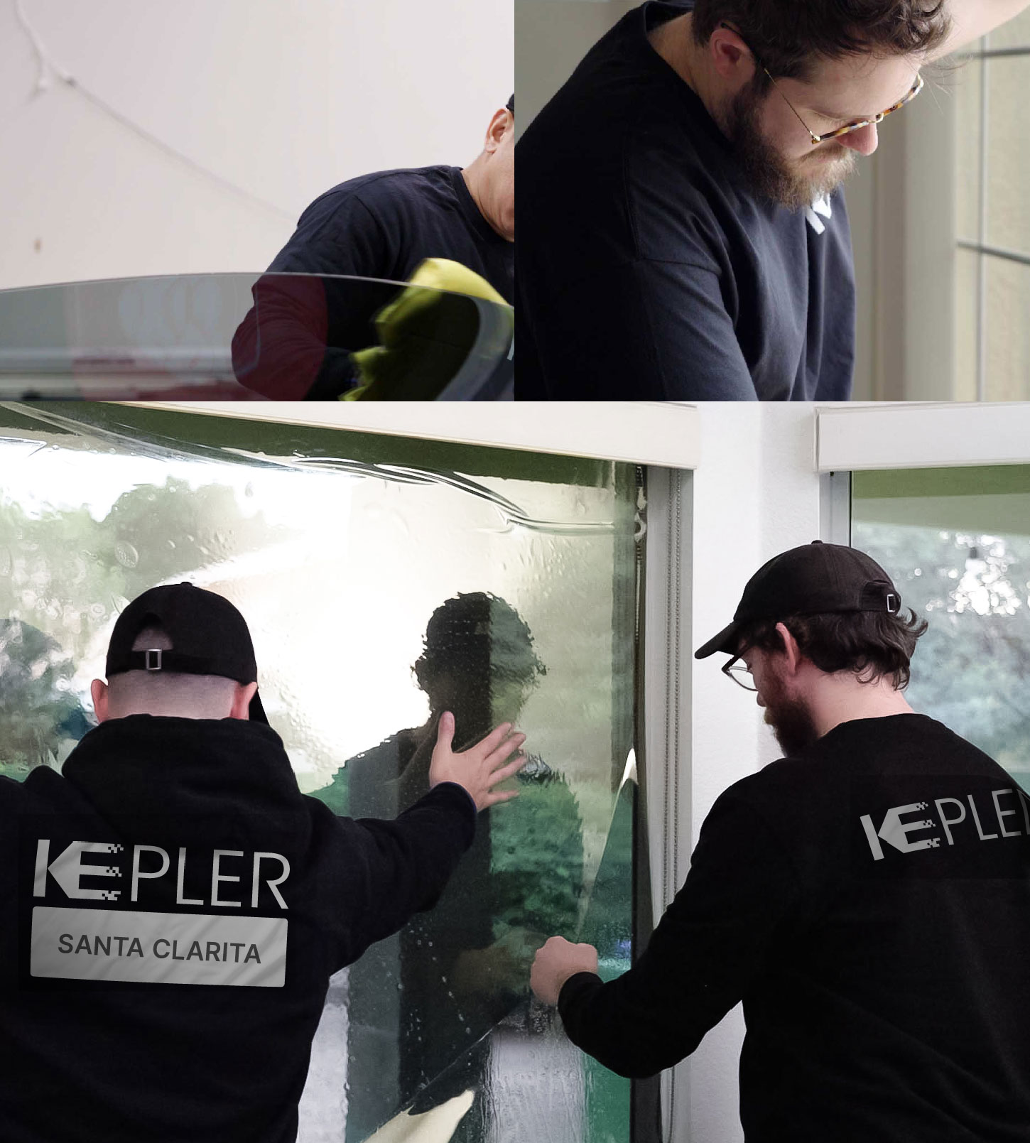 Kepler Technician Installing Ceramic Window Tint to Home in Santa Clarita