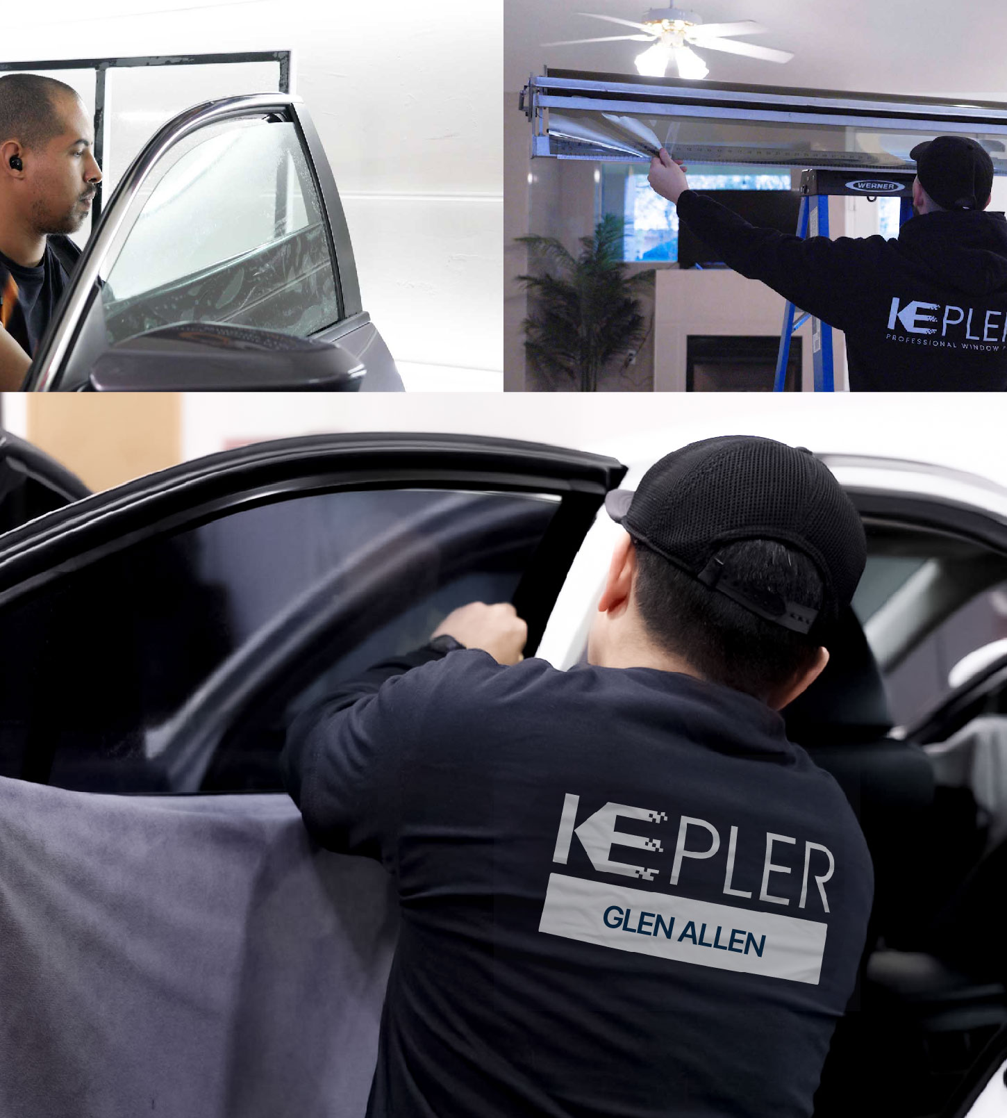 Automotive Window Tinting Expert Applying Film in Glen Allen, Virginia