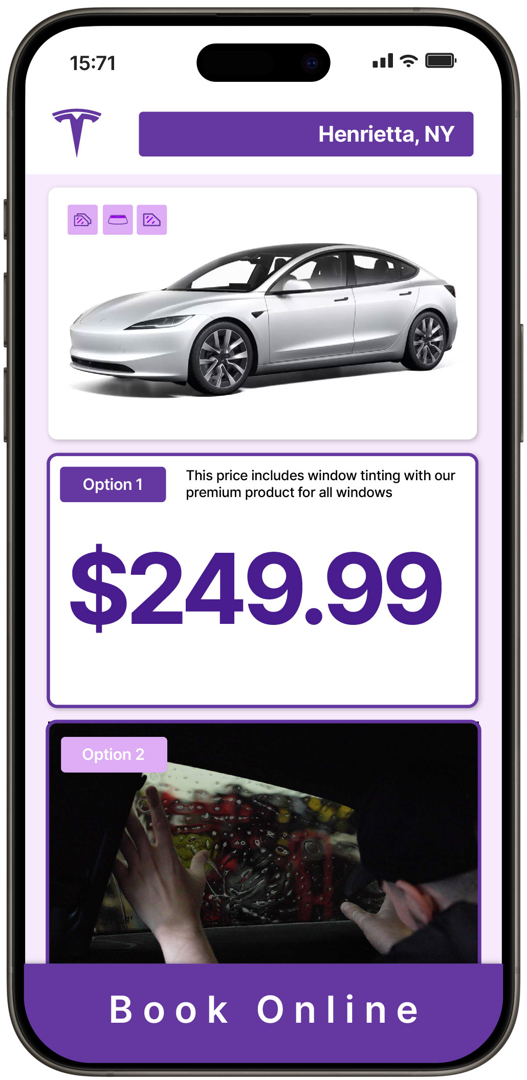 View Competitive Tesla Window Tinting Rates in Henrietta, New York