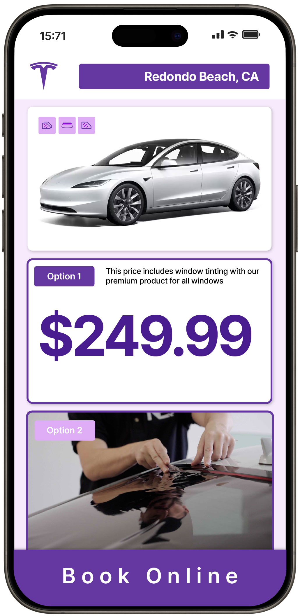 View Affordable Tesla Window Tinting Rates in Redondo Beach, California