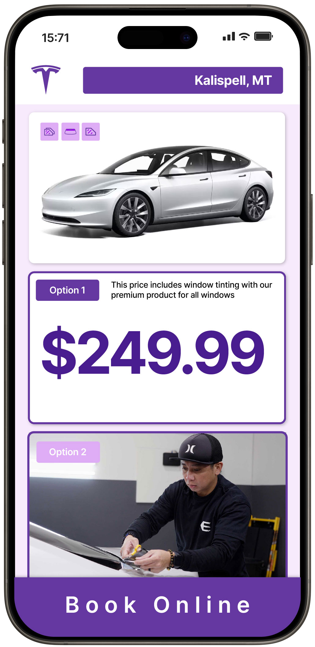 View Reasonable Tesla Window Tinting Prices in Kalispell, Montana