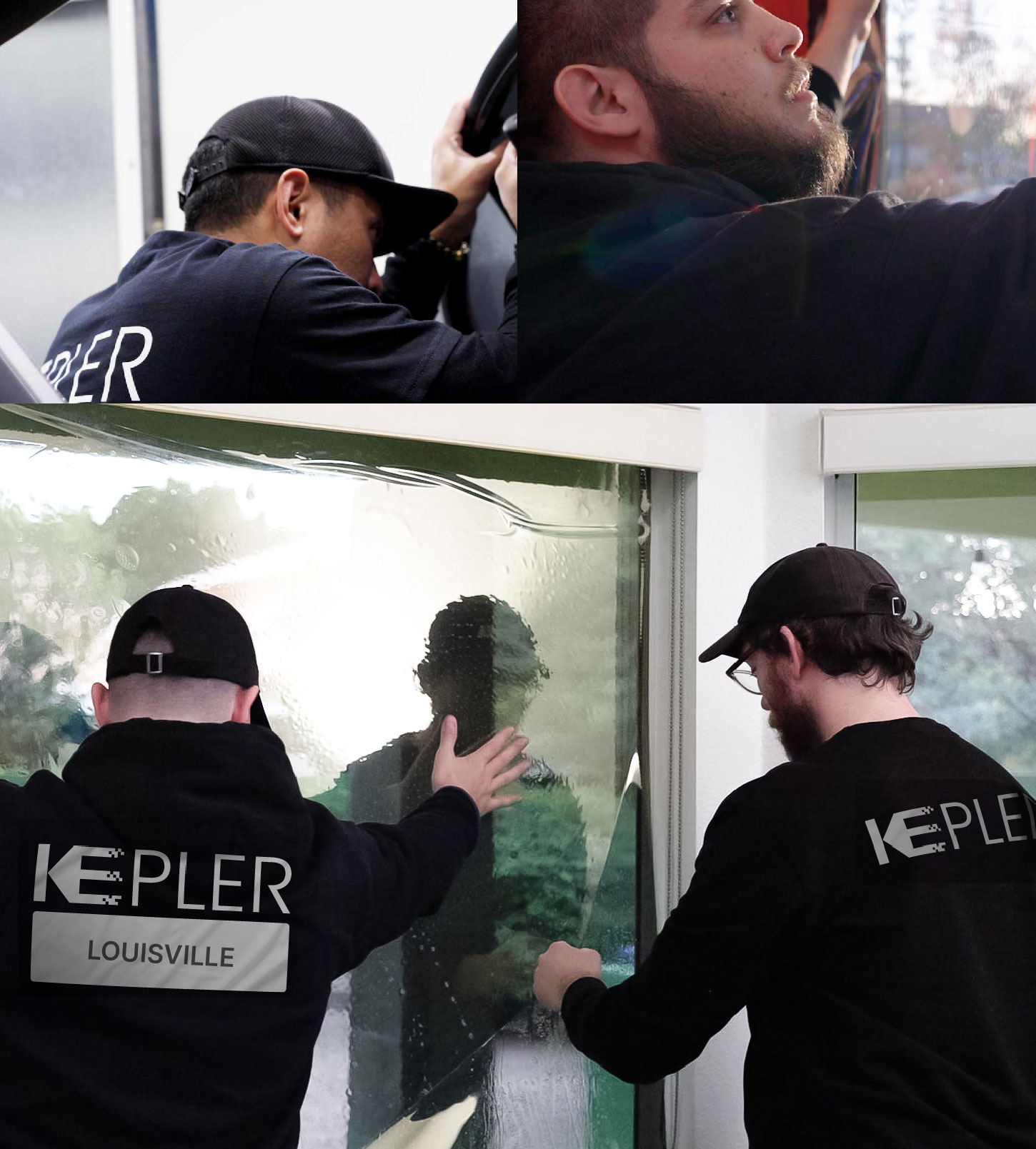 Kepler Technician Applying Ceramic Window Tint to Home in Louisville