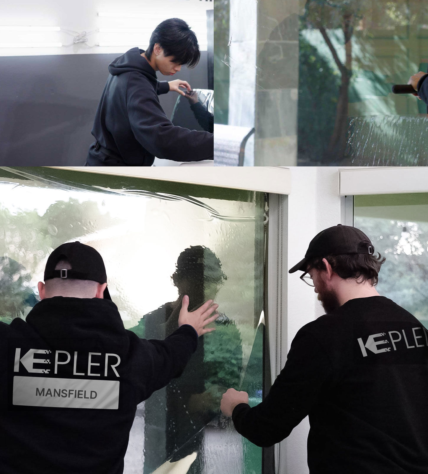 Kepler Technician Fitting High-tech Window Tint to Home in Mansfield