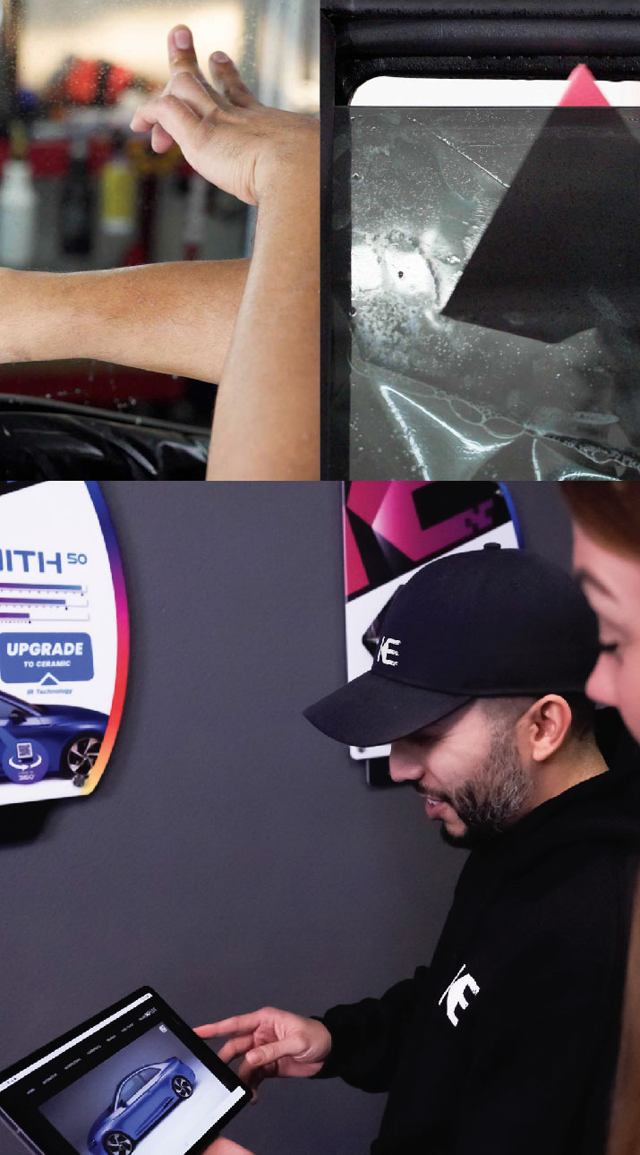 Kepler Dealer Showing Car Window Film Options to Customer in Barberton, Ohio