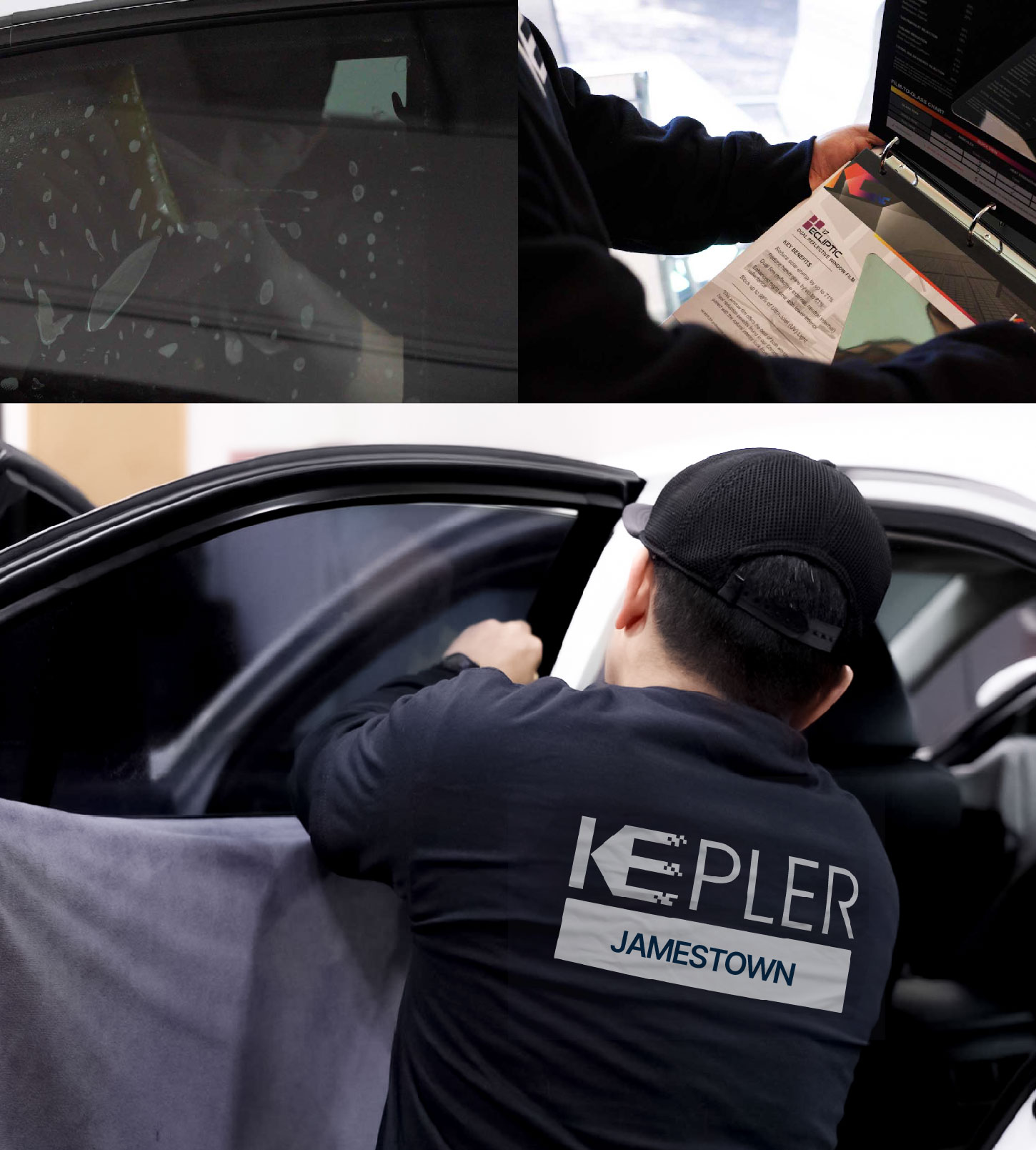 Automotive Window Tinting Expert Applying Film in Jamestown, North Dakota