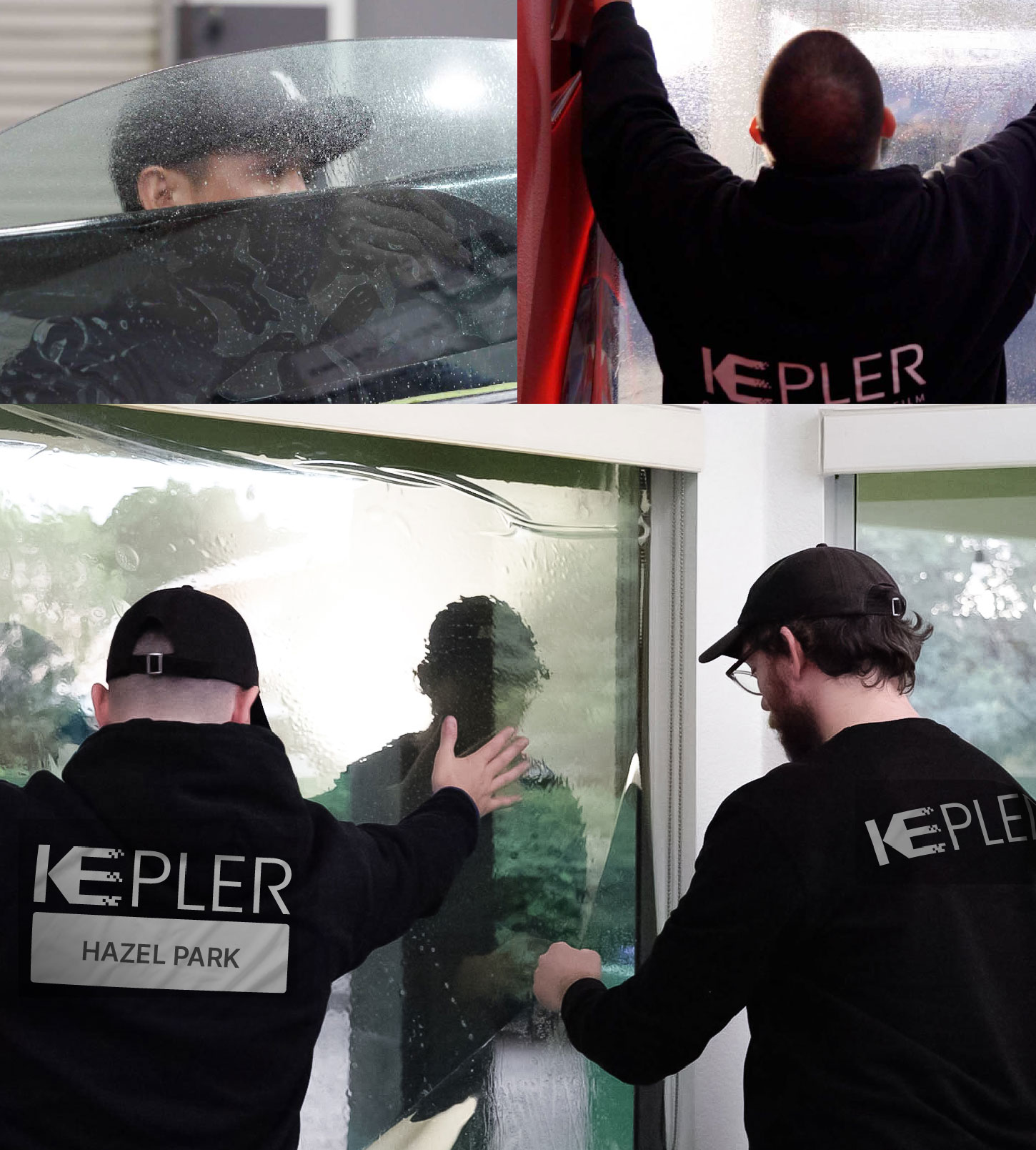 Expert Technician Fitting High-tech Window Tint to Home in Hazel Park