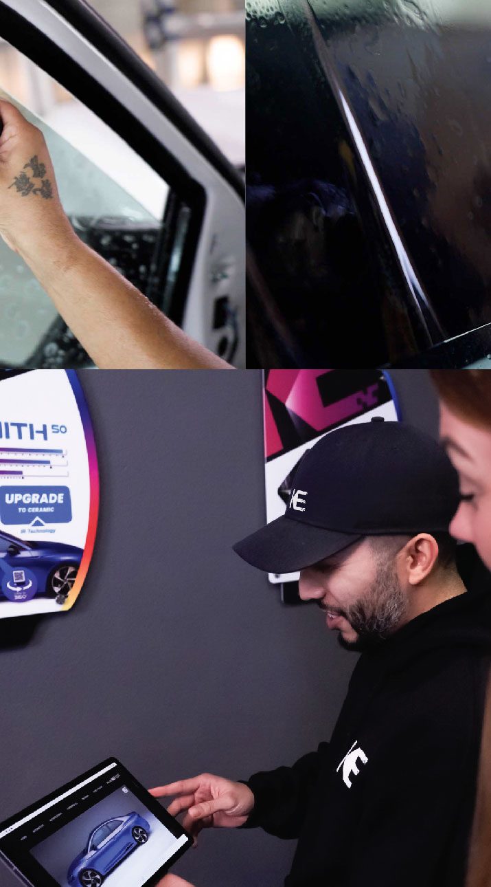 Kepler Dealer Showing Car Window Film Options to Customer in Hampton, Virginia
