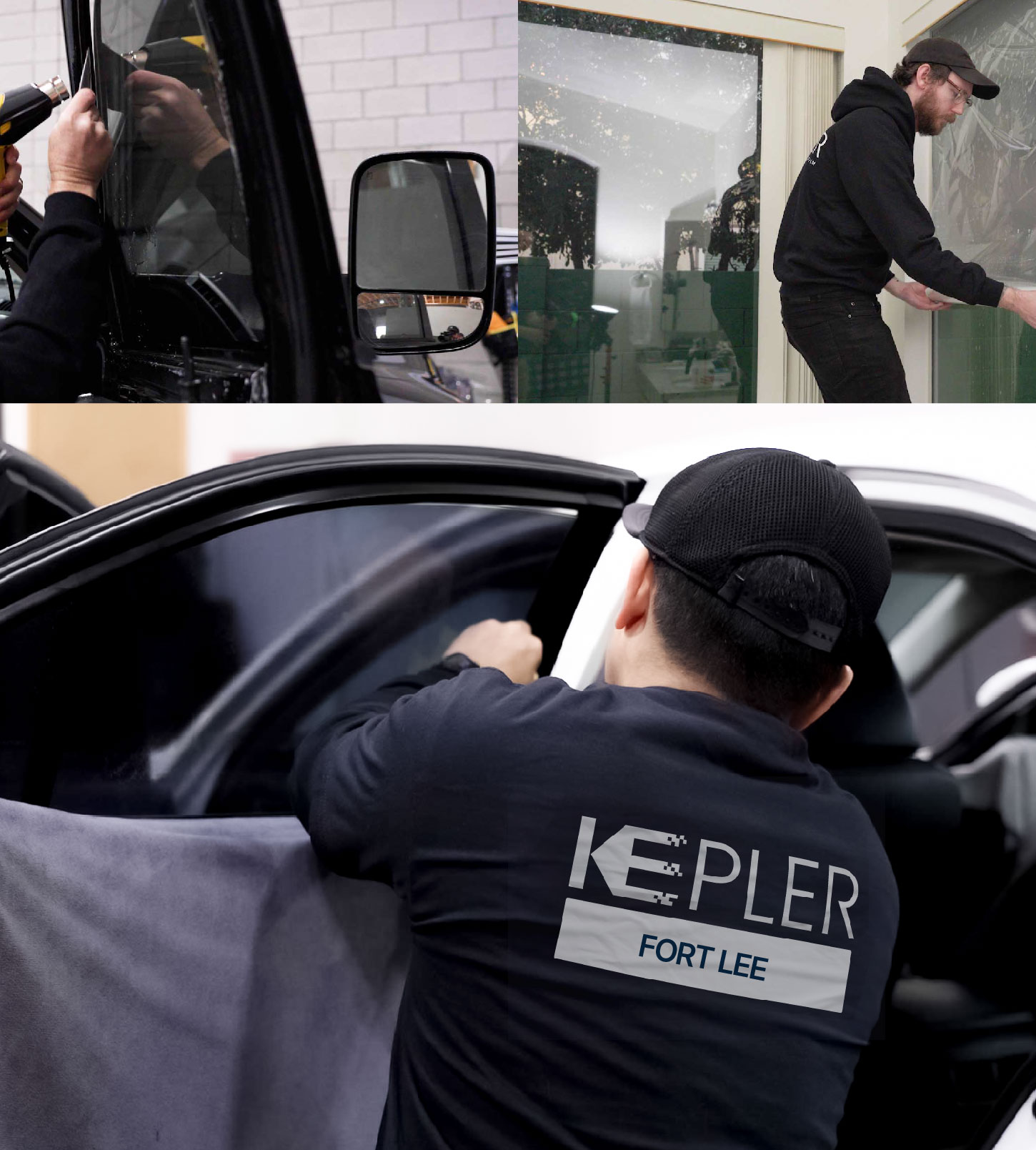 Automotive Window Tinting Expert Applying Film in Fort Lee, New Jersey