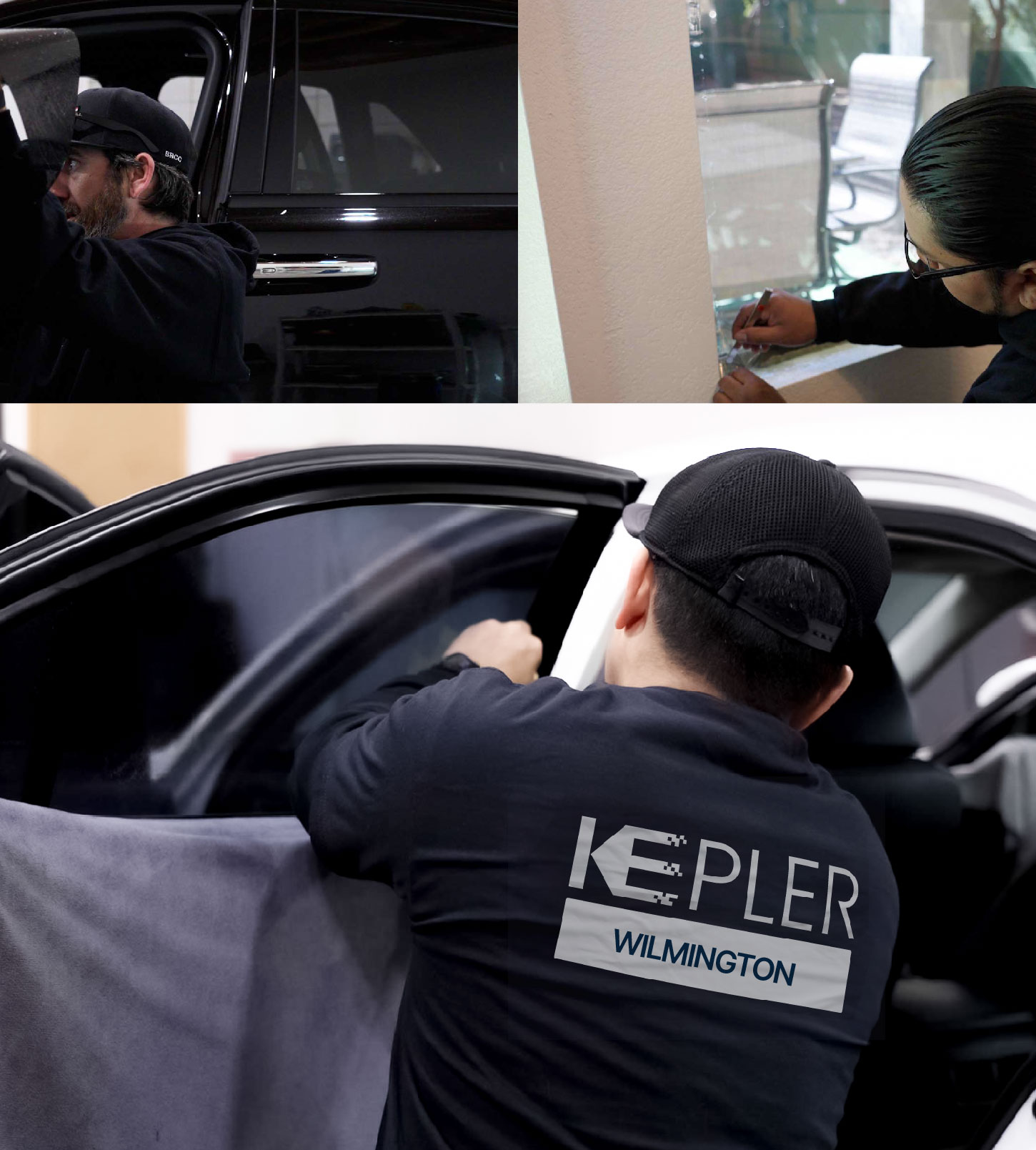 Automotive Window Tinting Expert Applying Film in Wilmington, Delaware