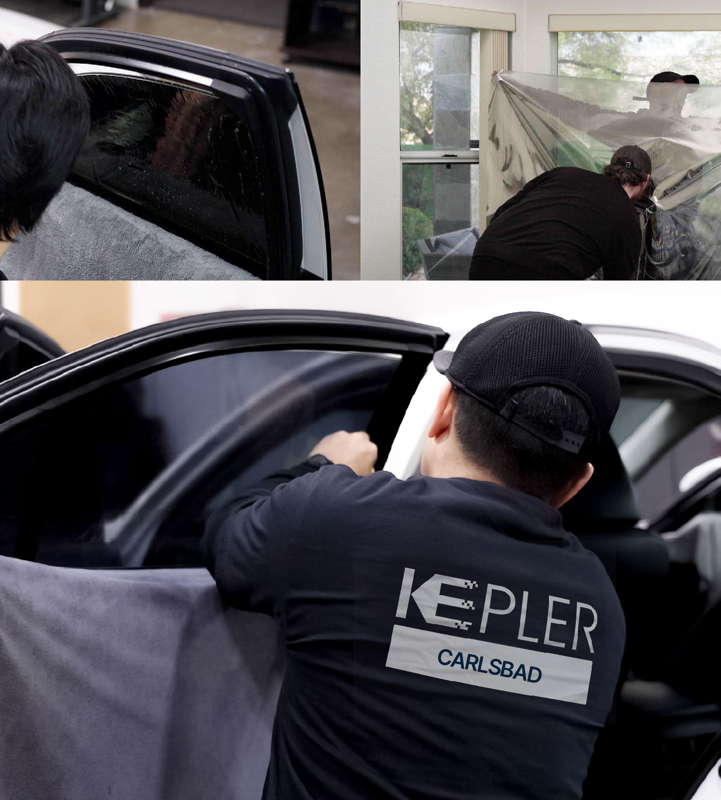 Automotive Window Tinting Expert Applying Film in Carlsbad, California