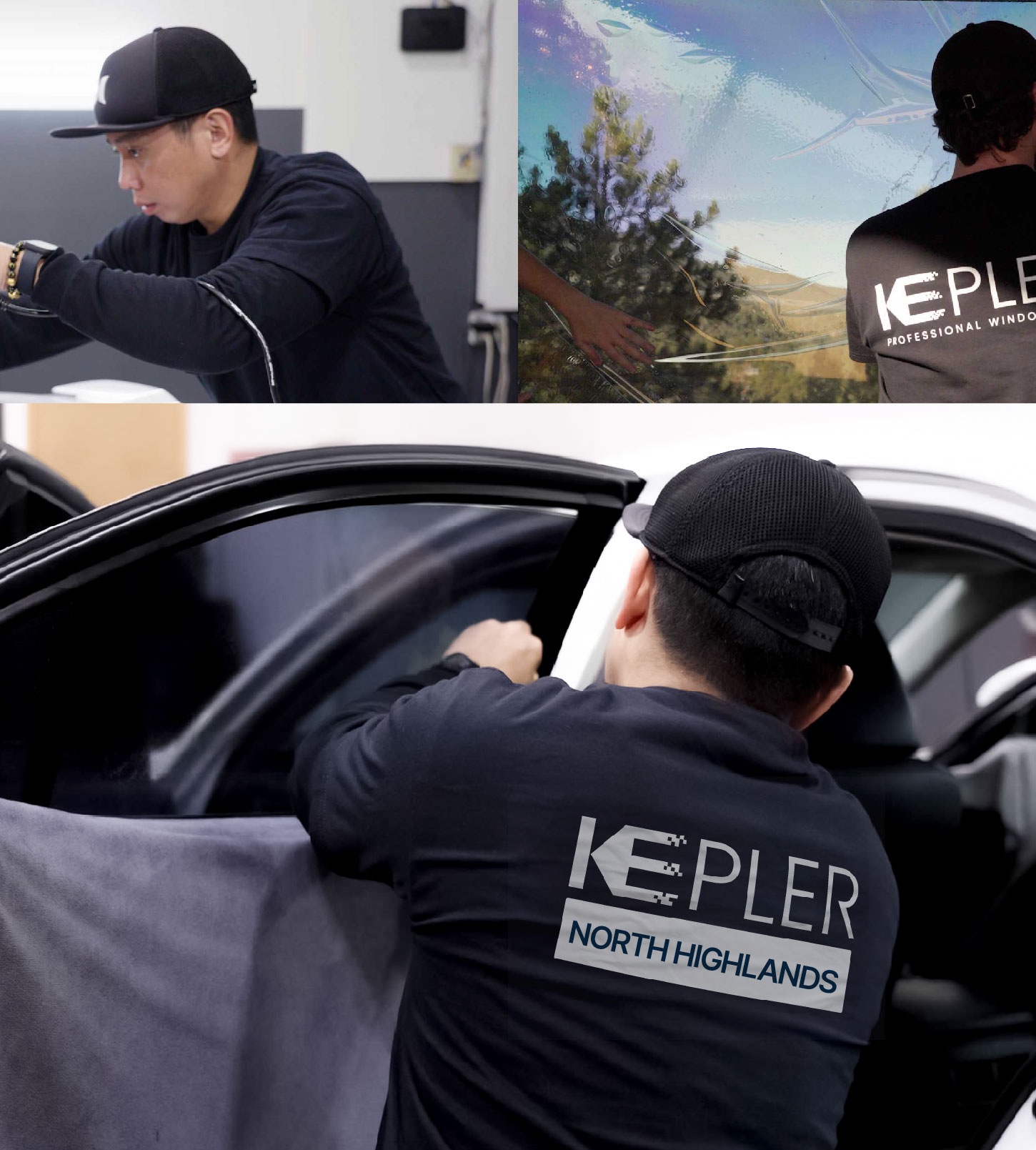 Automotive Window Tinting Expert Applying Film in North Highlands, California