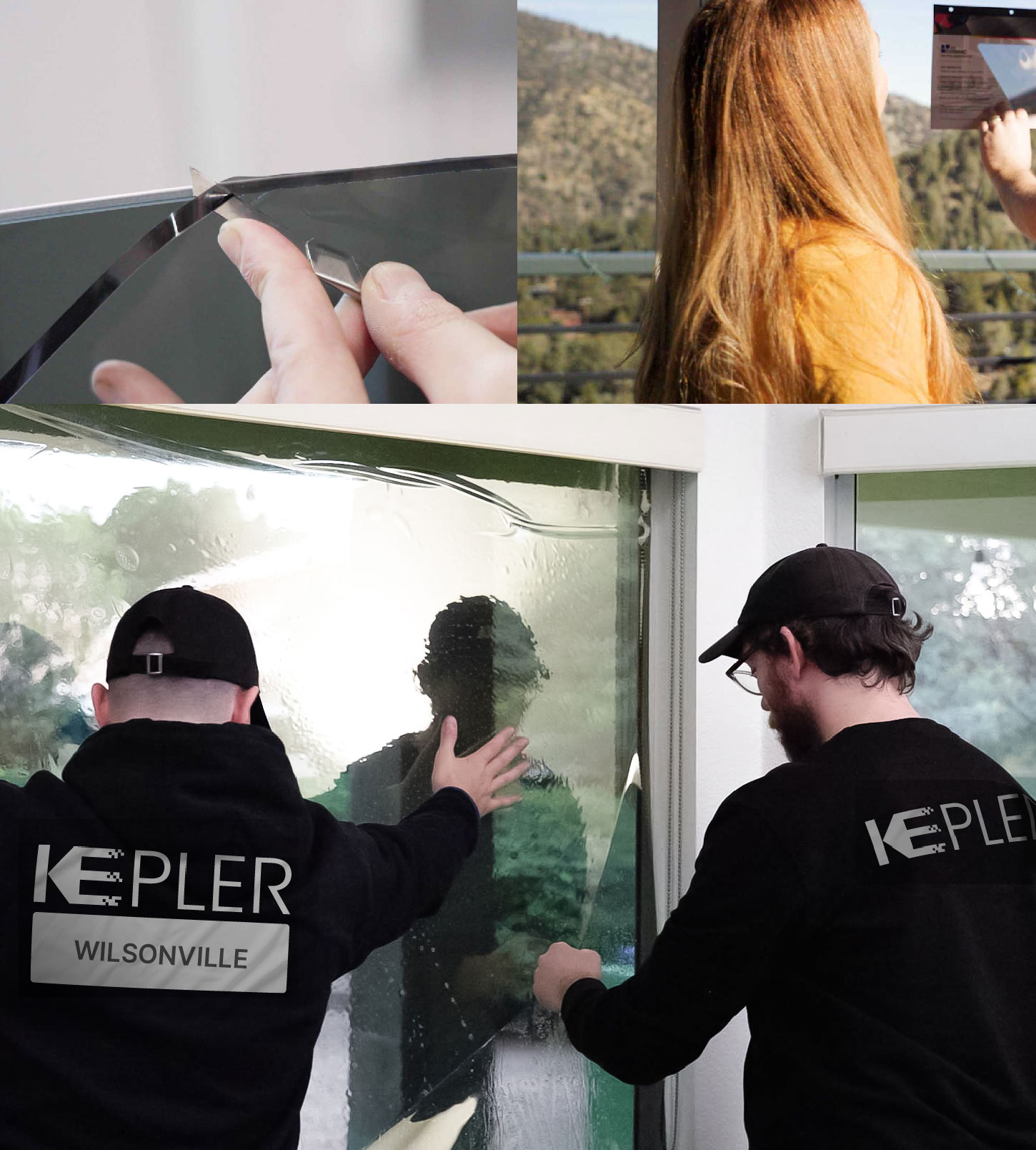 Expert Technician Applying Advanced Window Tint to Home in Wilsonville