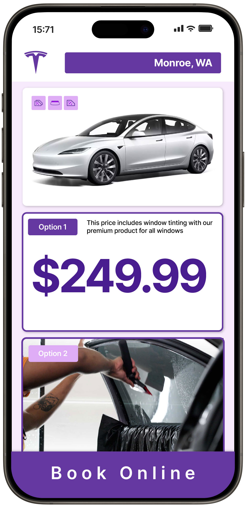 View Affordable Tesla Window Tinting Costs in Monroe, Washington
