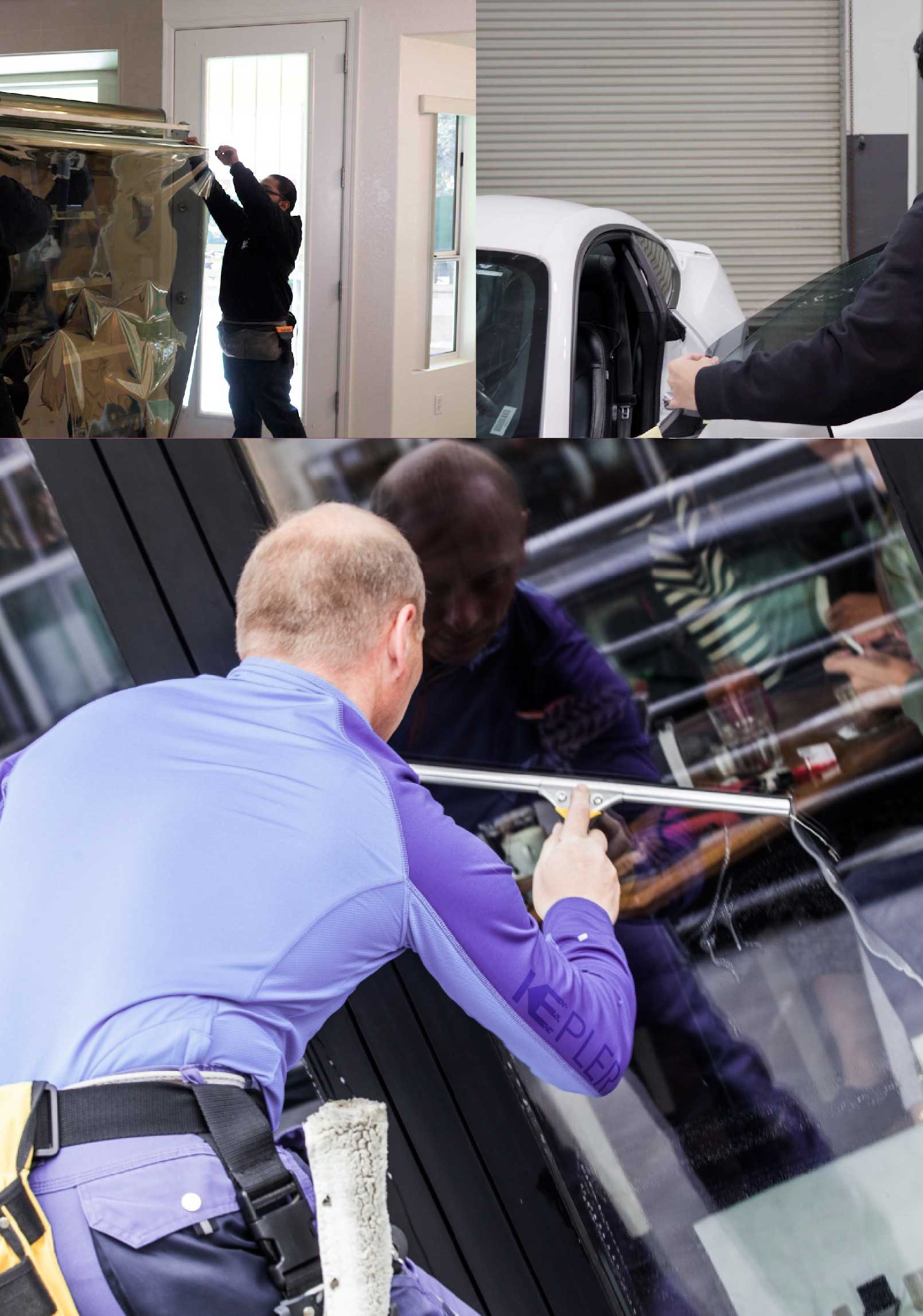 Kepler Professional Applying Anti-Graffiti Window Film to a Fayetteville Shop Front