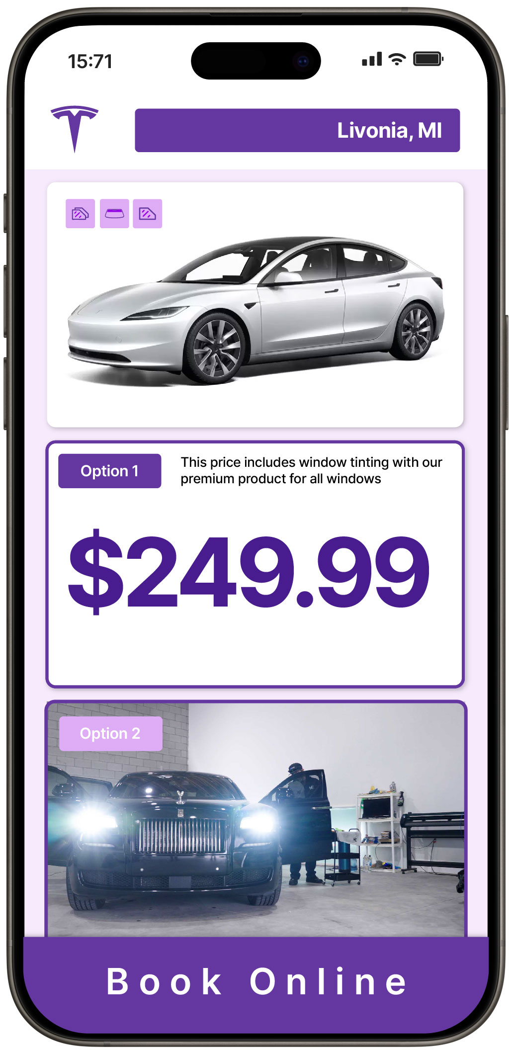 View Affordable Tesla Window Tinting Costs in Livonia, Michigan