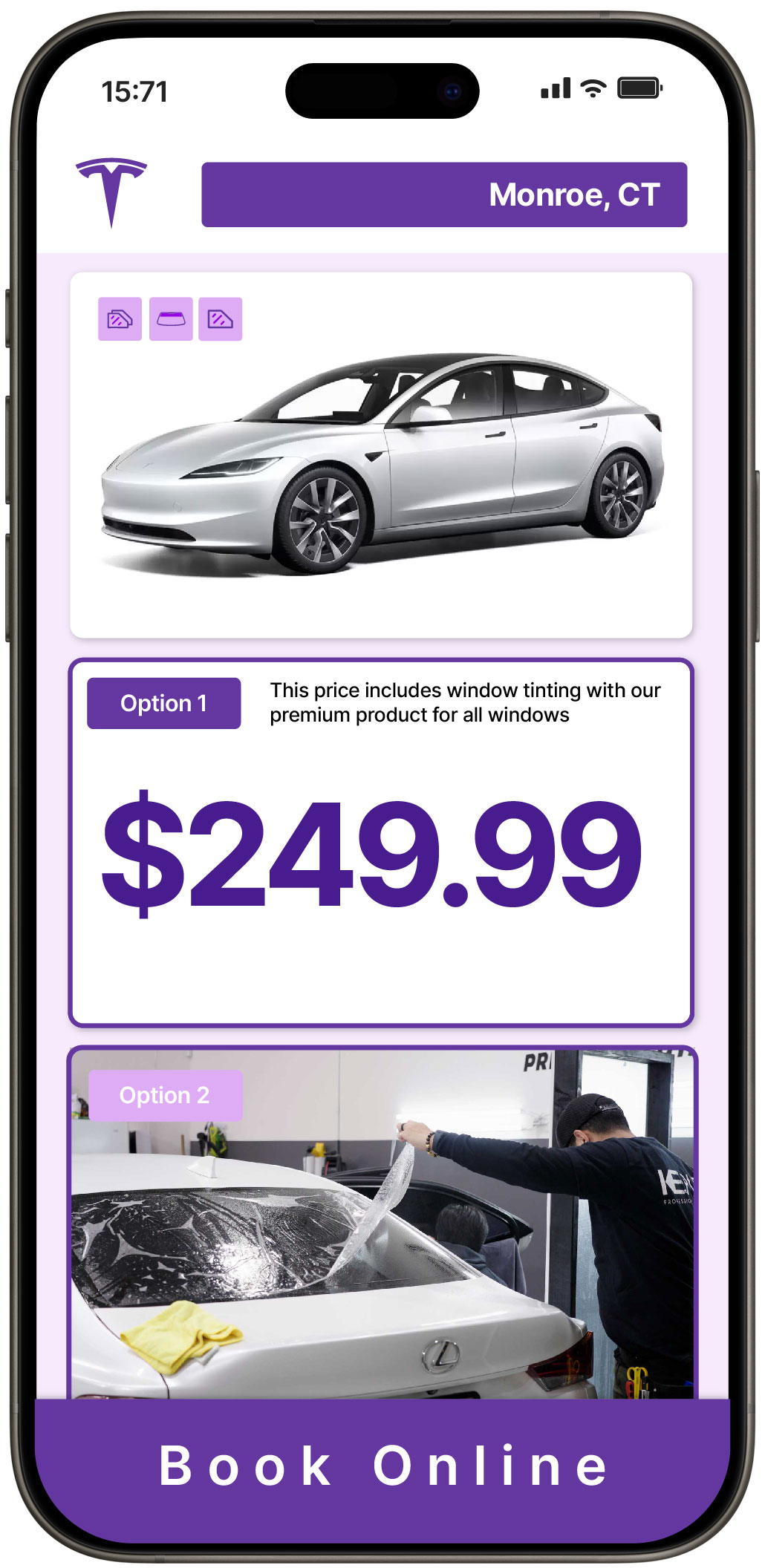 View Affordable Tesla Window Tinting Rates in Monroe, Connecticut