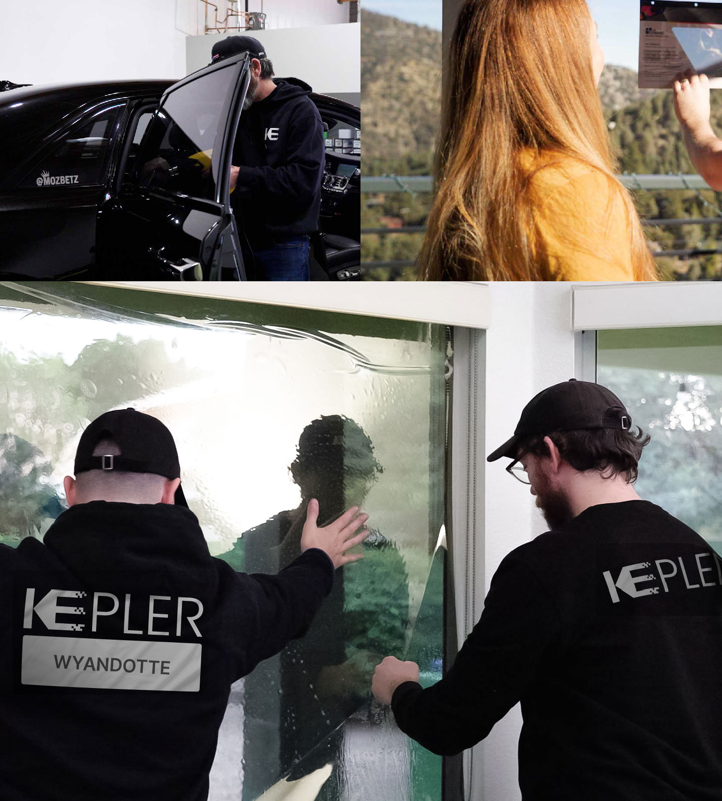 Kepler Technician Fitting Ceramic Window Tint to Home in Wyandotte