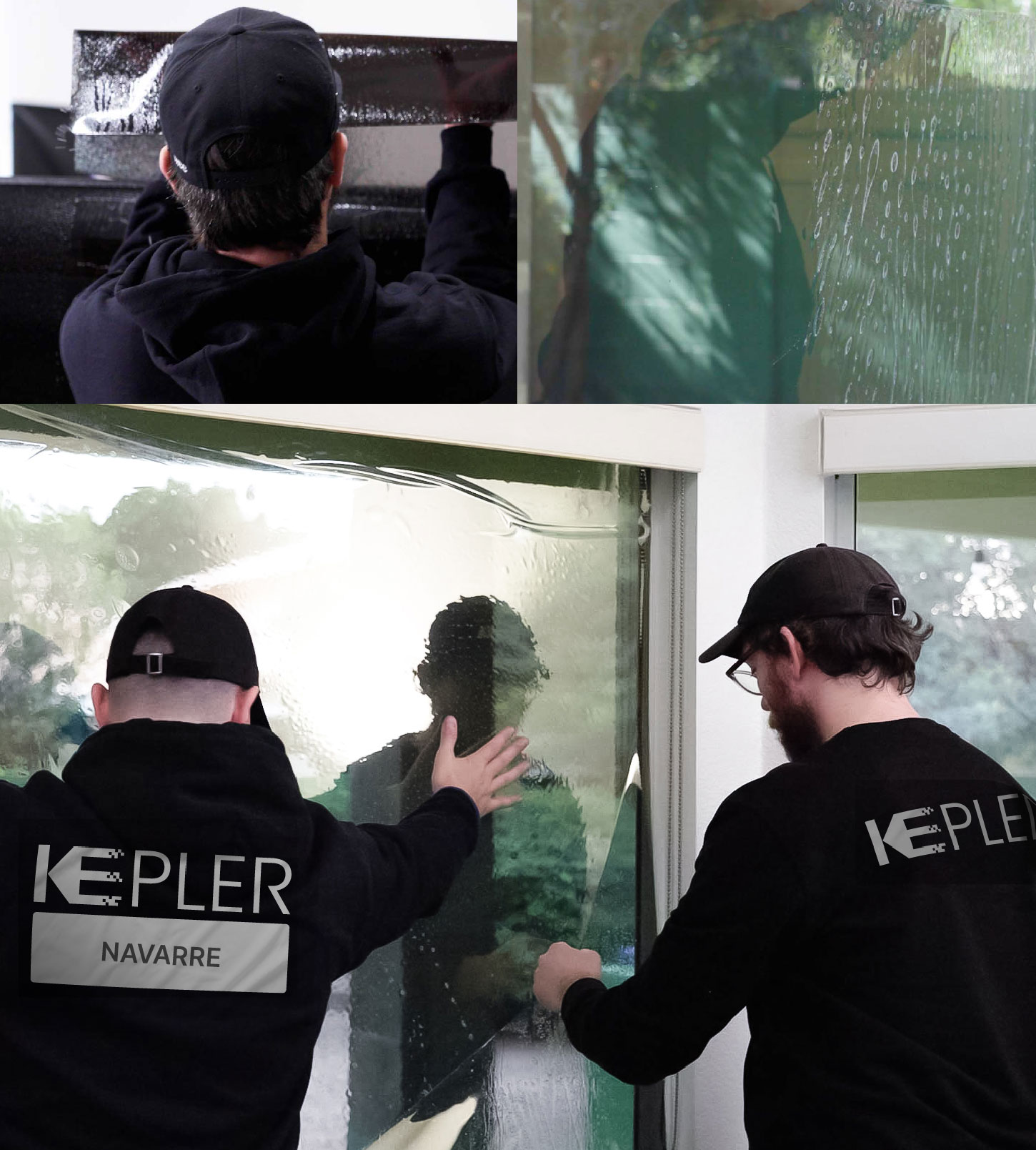 Expert Technician Installing Ceramic Window Tint to Home in Navarre