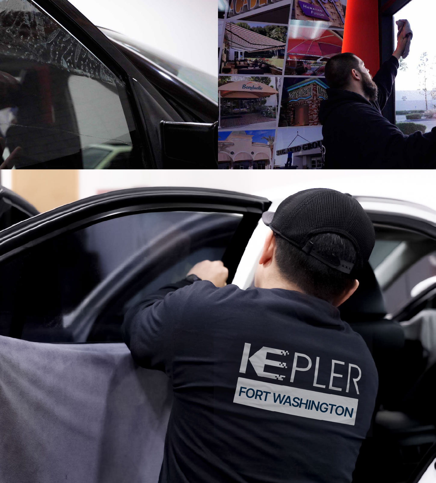 Automotive Window Tinting Expert Applying Film in Fort Washington, Maryland