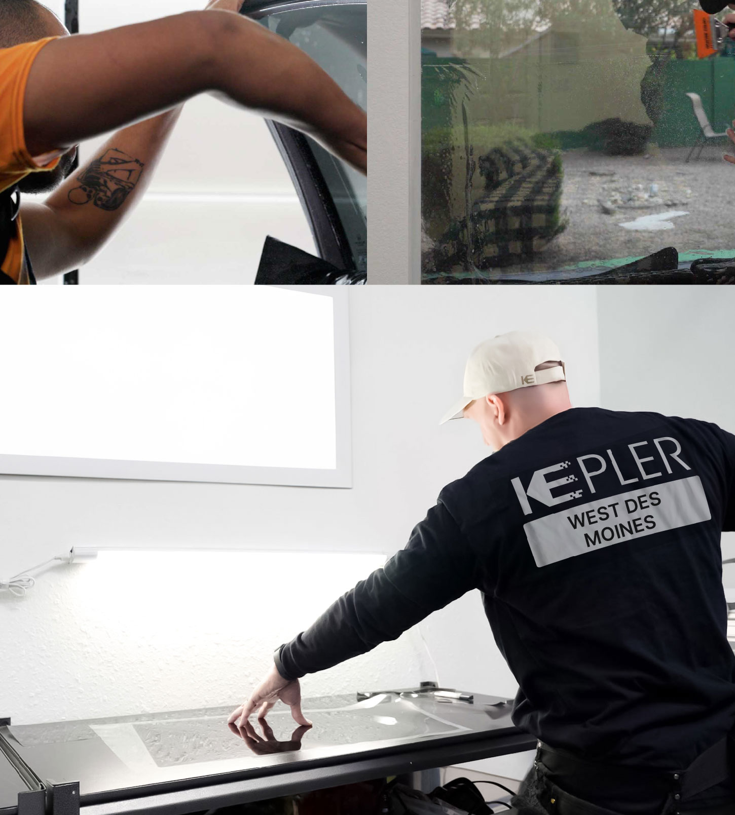 Window Tinting Specialist Cutting Film in West Des Moines, Iowa