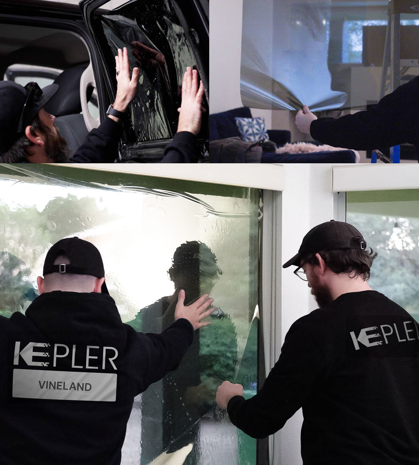 Kepler Technician Fitting Advanced Window Tint to Home in Vineland