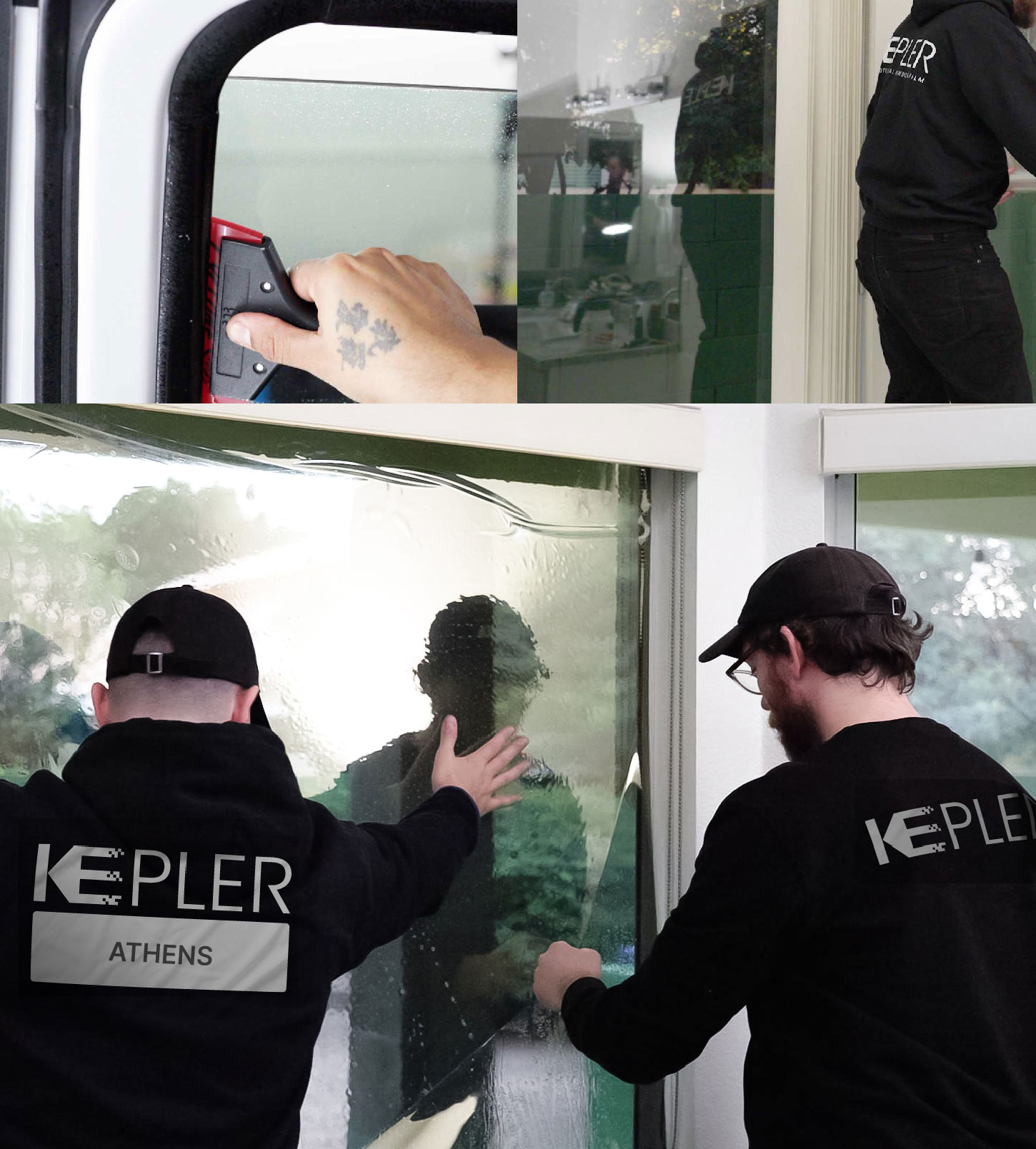 Kepler Technician Fitting High-tech Window Tint to Home in Athens