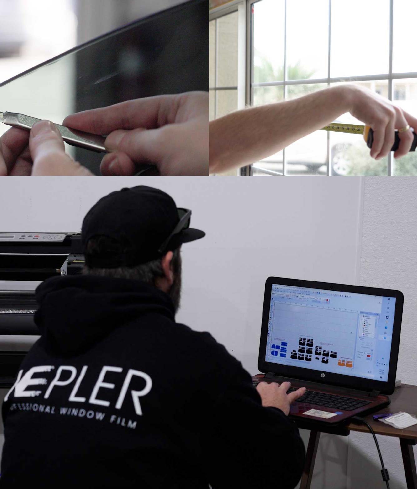 Ceramic Window Tinting Expert Cutting Film in Rancho Santa Margarita, California
