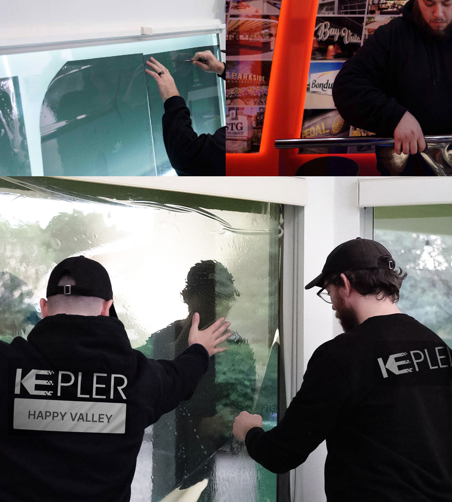Kepler Technician Fitting High-tech Window Tint to Home in Happy Valley