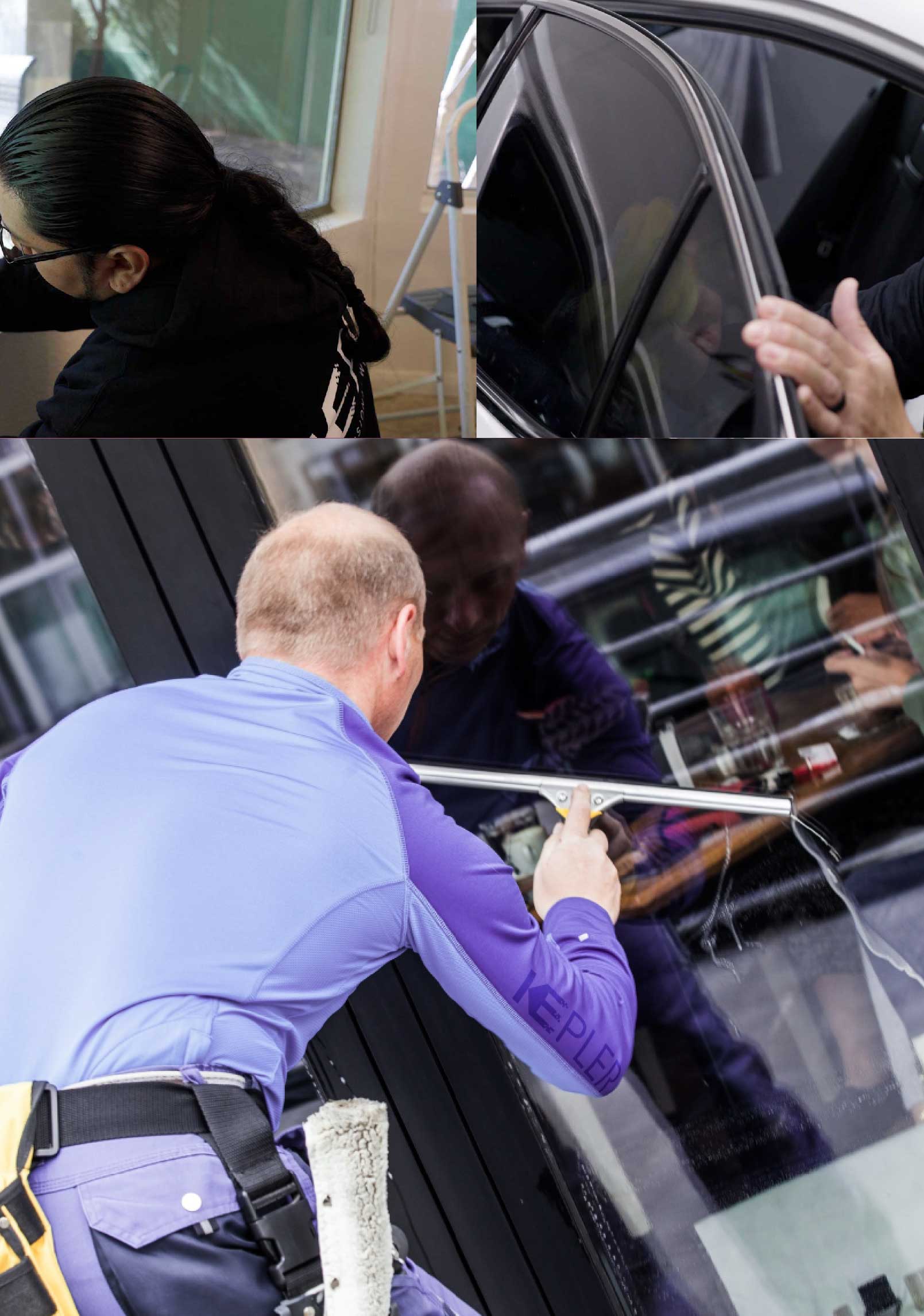 Kepler Skilled Applying Anti-Graffiti Window Film to a Chapel Hill Shop Front