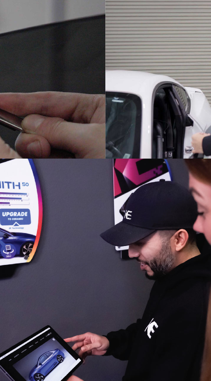 Kepler Dealer Showing Car Window Film Options to Customer in Camas, Washington