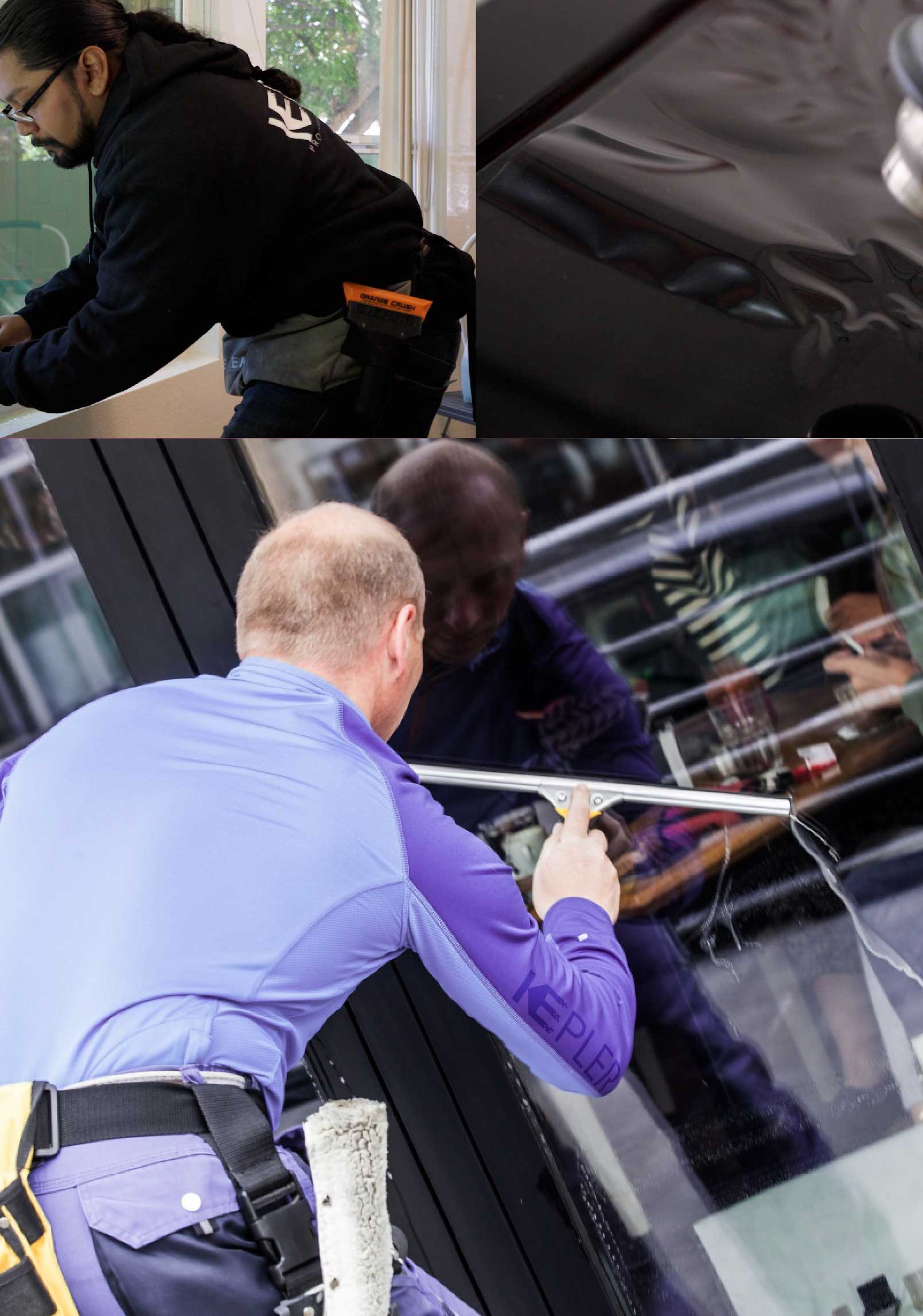 Kepler Professional Applying Anti-Graffiti Window Film to a Mundelein Shop Front