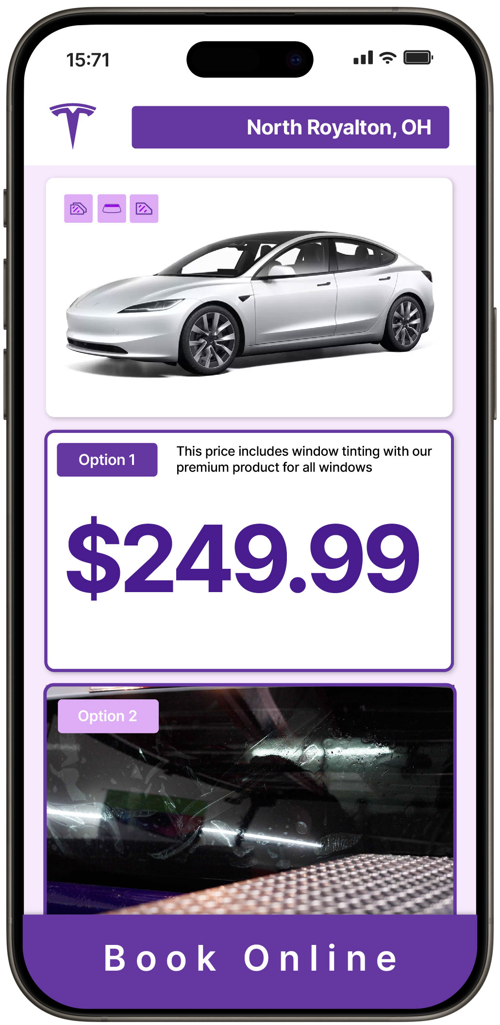 View Reasonable Tesla Window Tinting Rates in North Royalton, Ohio