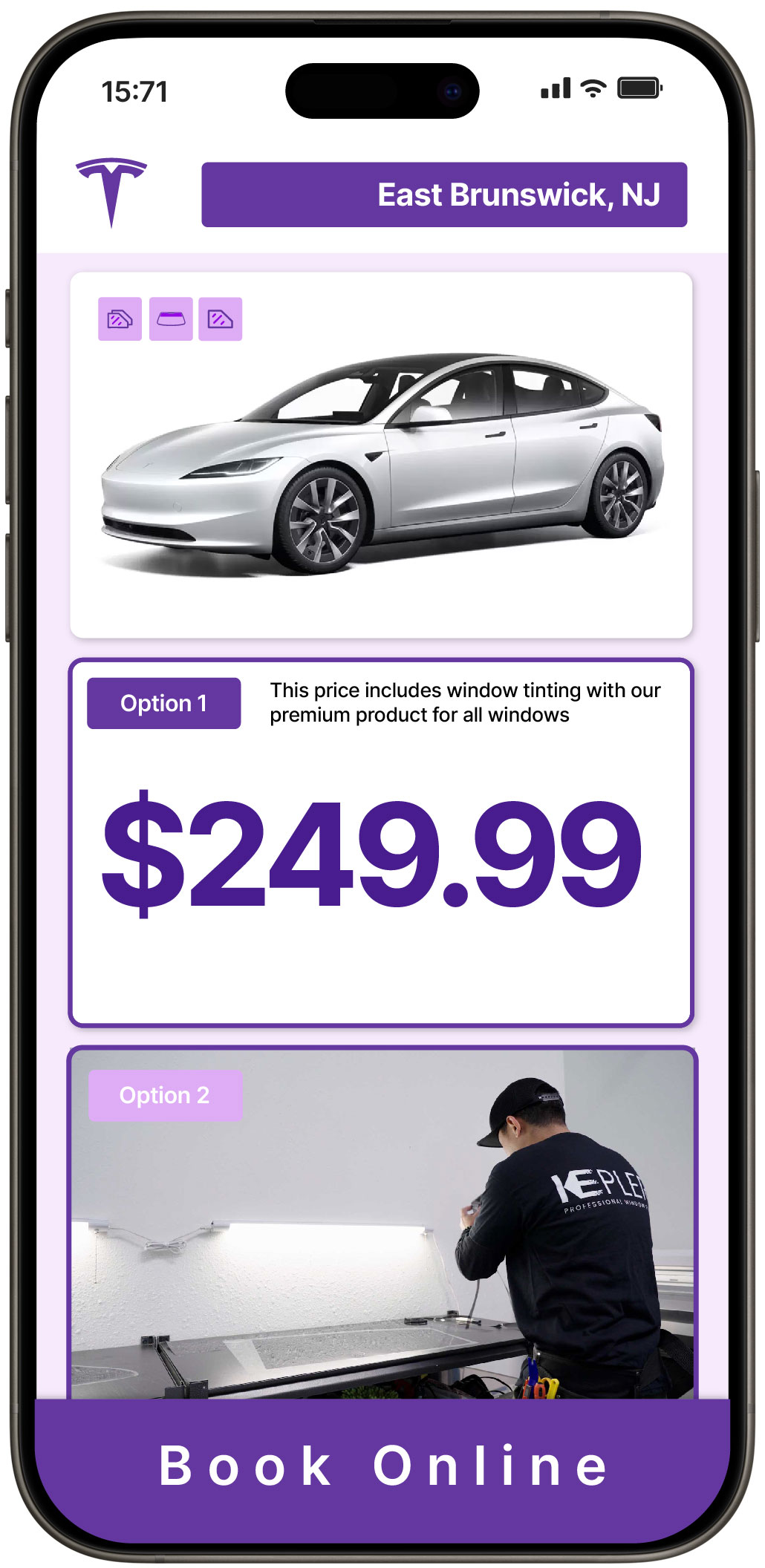 View Competitive Tesla Window Tinting Rates in East Brunswick, New Jersey