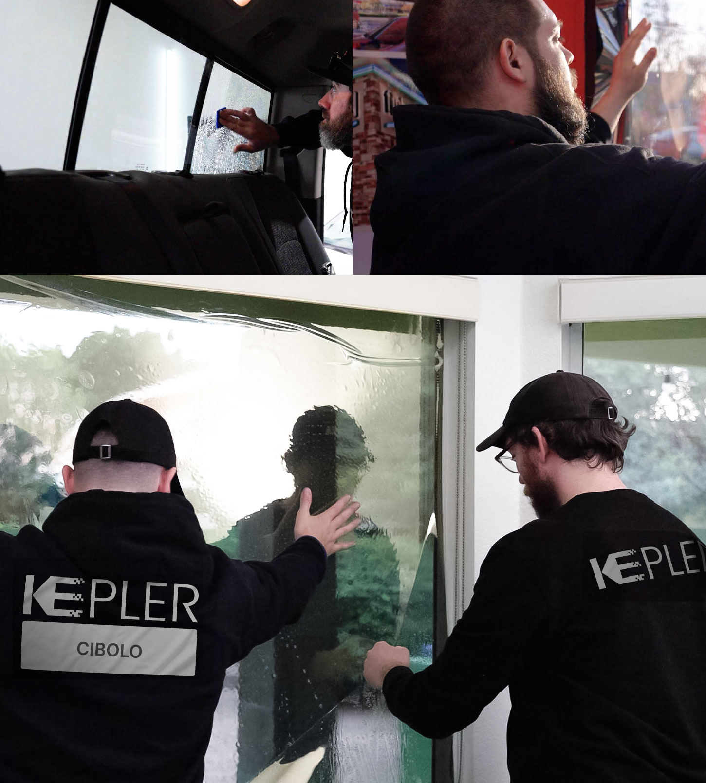 Kepler Technician Installing High-tech Window Tint to Home in Cibolo