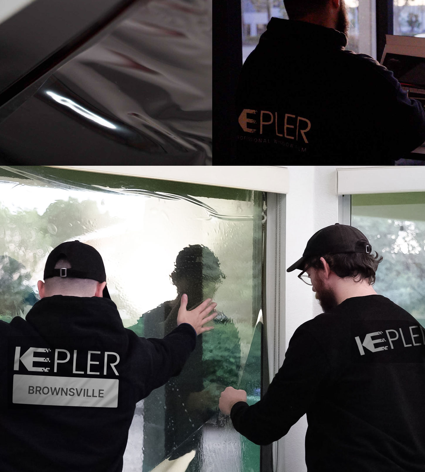 Expert Technician Installing High-tech Window Tint to Home in Brownsville