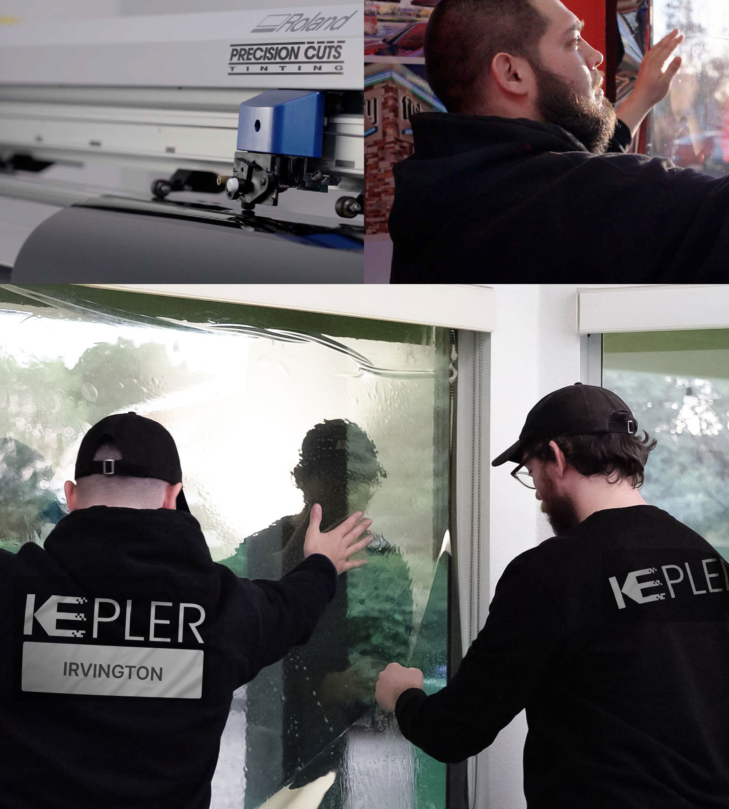 Expert Technician Fitting Ceramic Window Tint to Home in Irvington