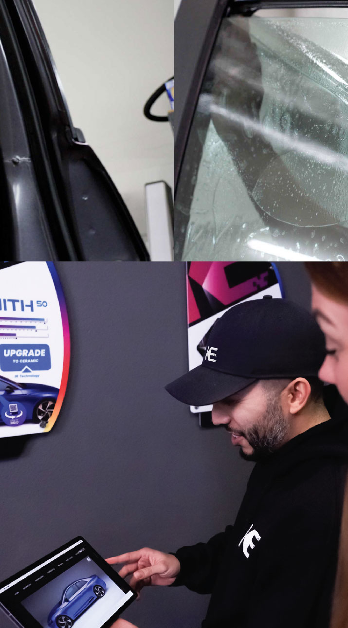 Kepler Dealer Showing Car Window Film Options to Customer in Colonia, New Jersey