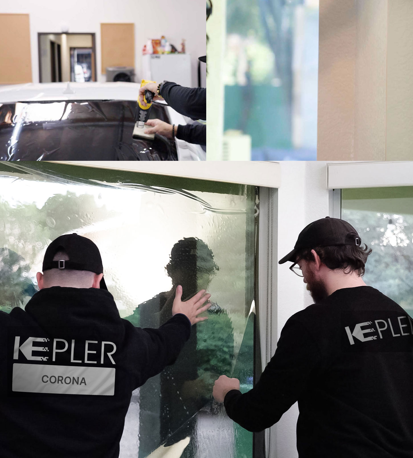 Kepler Technician Installing Advanced Window Tint to Home in Corona