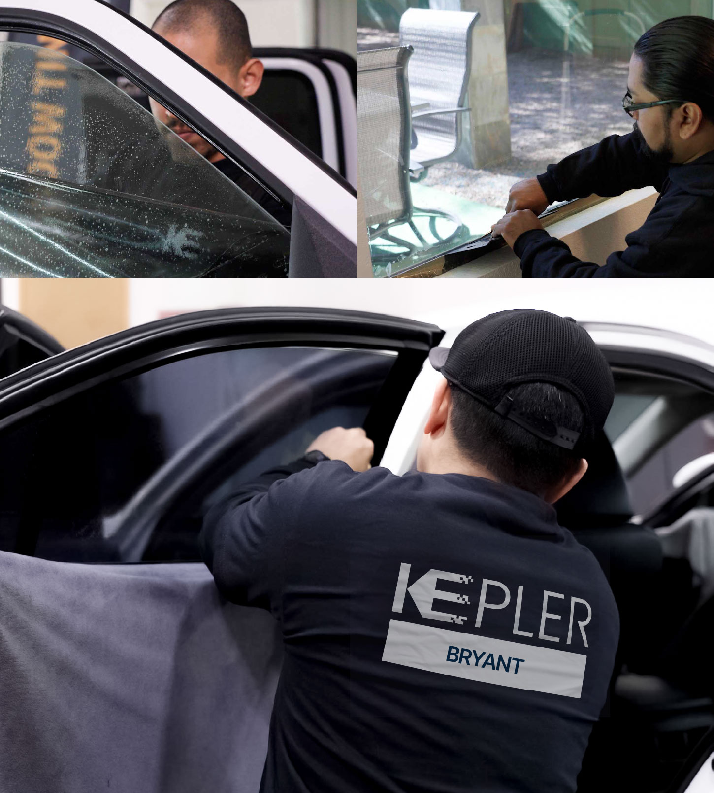 Automotive Window Tinting Expert Applying Film in Bryant, Arkansas