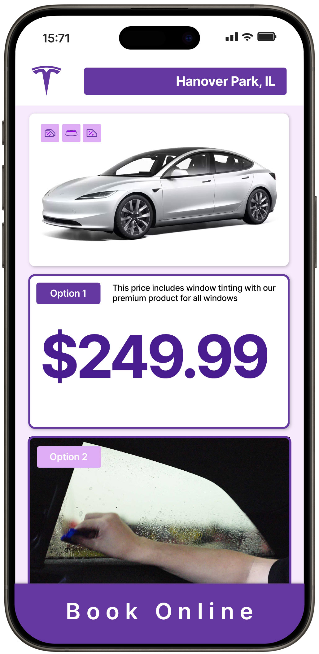 View Reasonable Tesla Window Tinting Costs in Hanover Park, Illinois