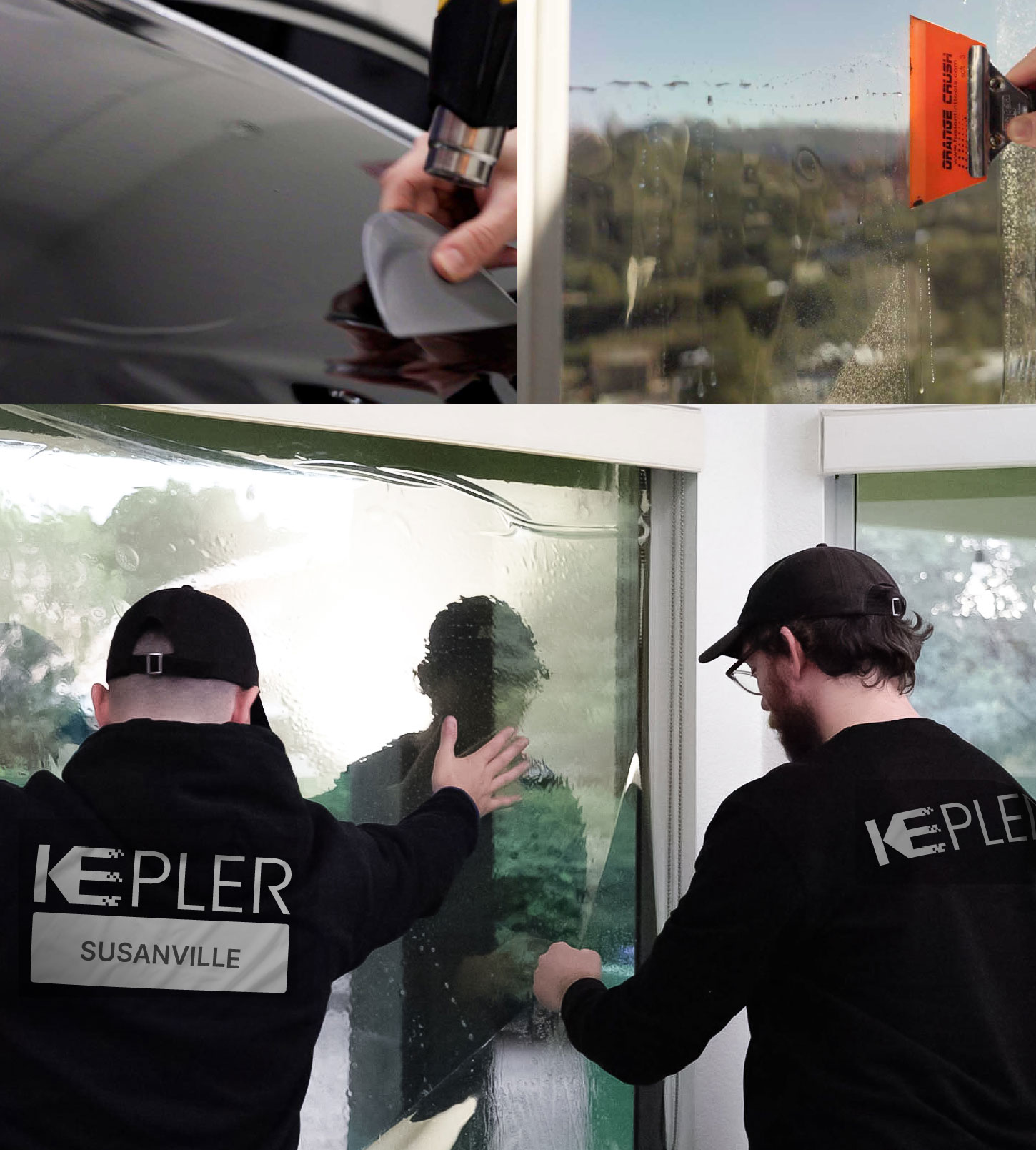 Expert Technician Fitting Advanced Window Tint to Home in Susanville