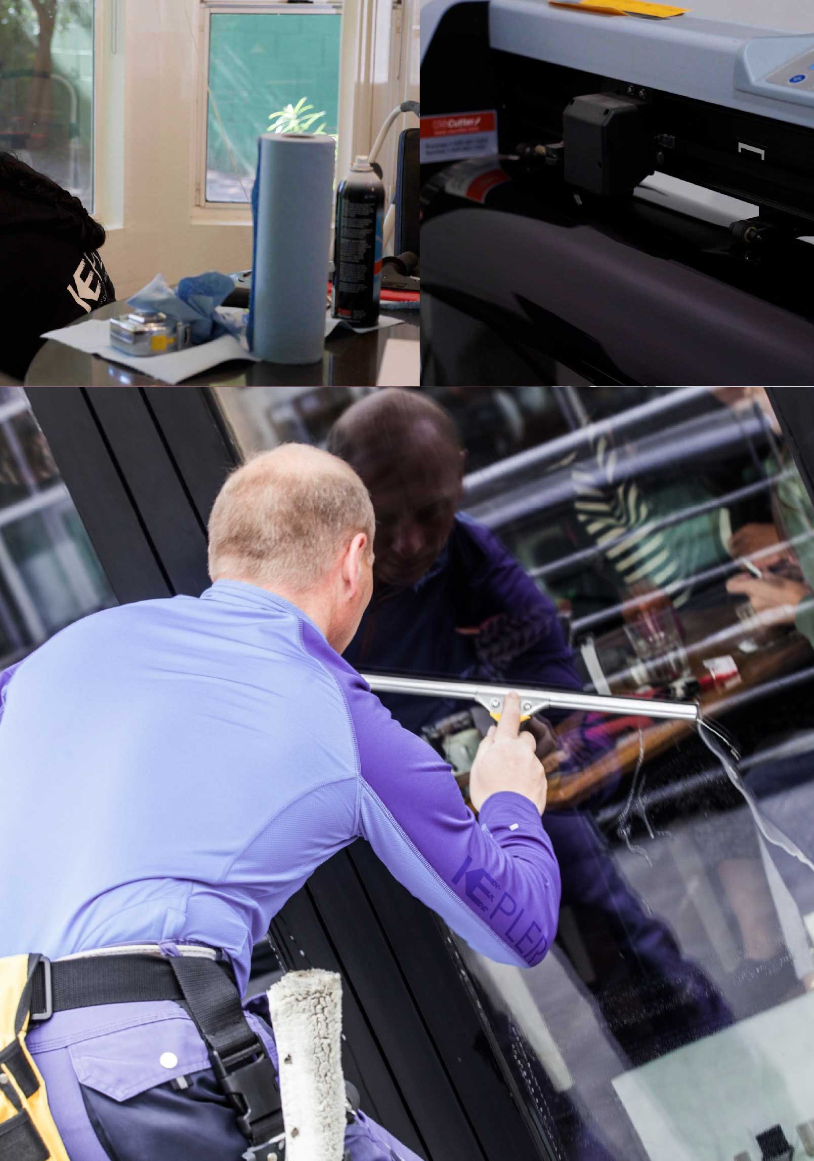 Kepler Skilled Applying Anti-Graffiti Window Film to a South Hadley Shop Front