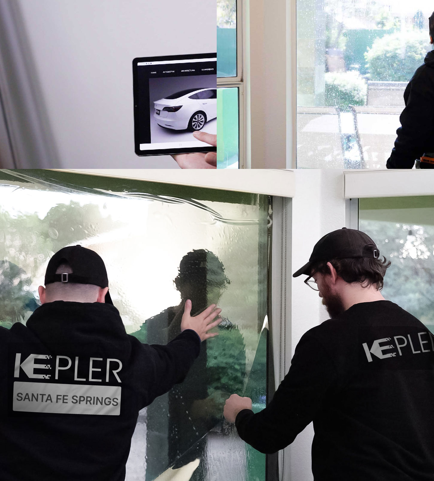 Kepler Technician Applying Ceramic Window Tint to Home in Santa Fe Springs