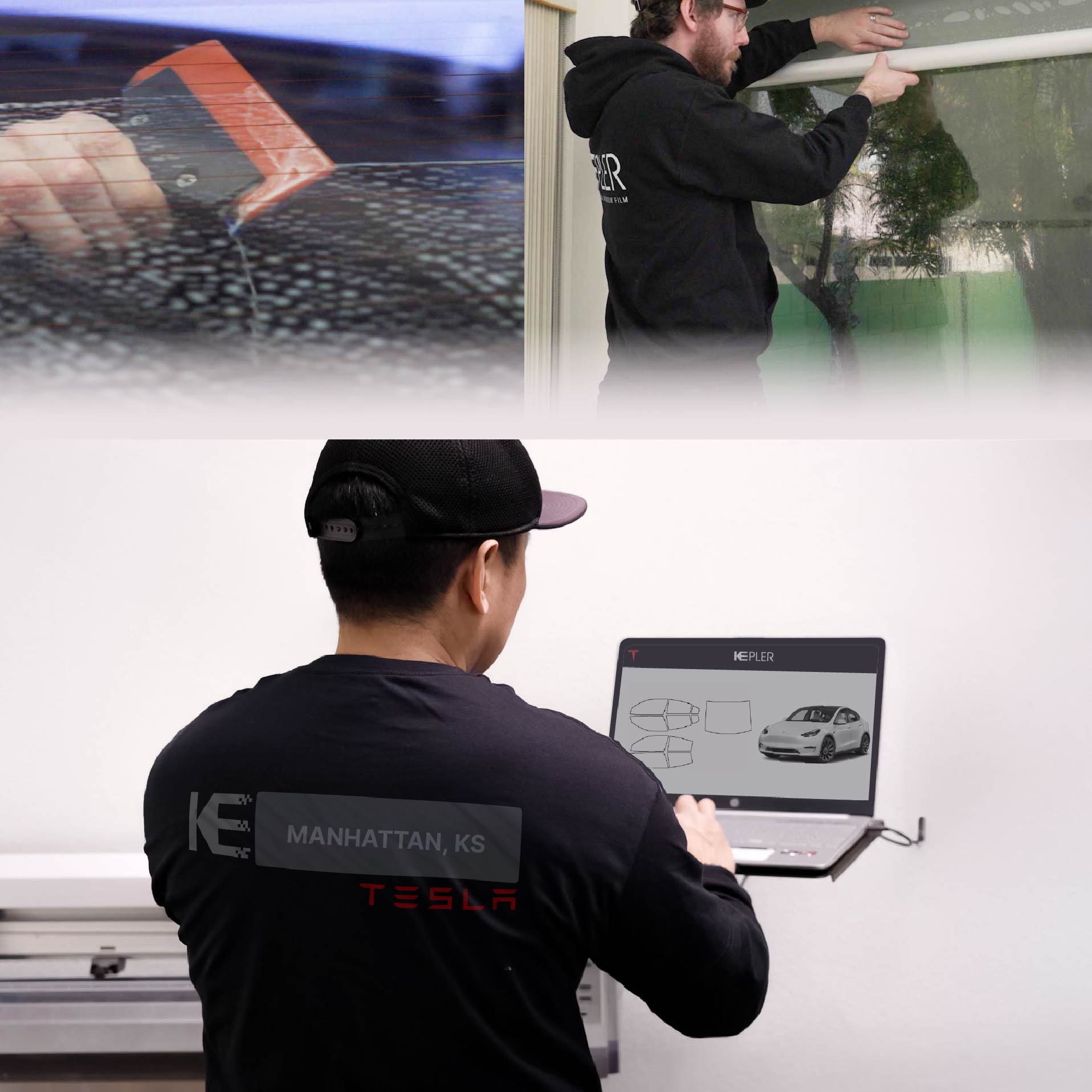 Kepler Technician Applying Advanced Window Tint to Tesla in Manhattan