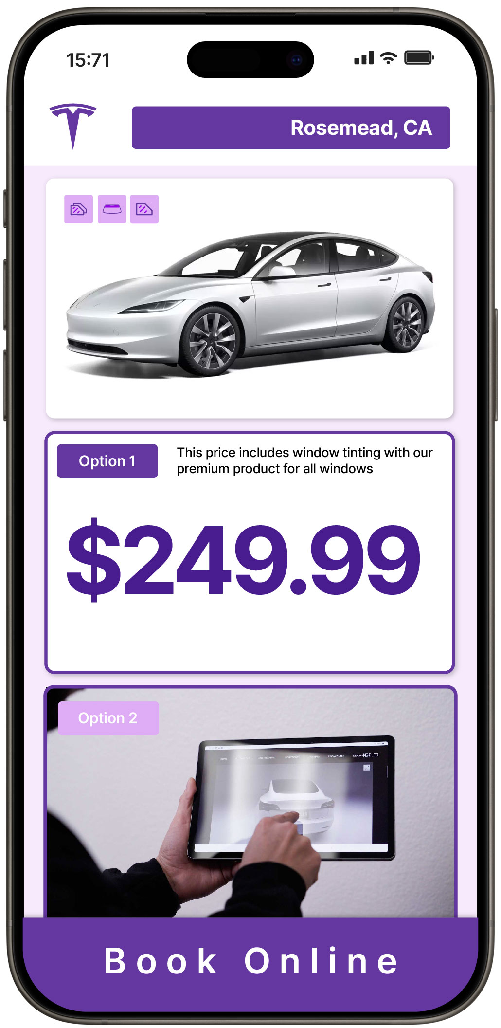 View Affordable Tesla Window Tinting Rates in Rosemead, California