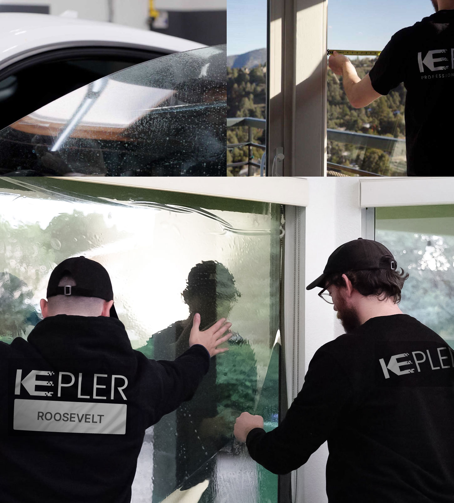 Kepler Technician Installing Advanced Window Tint to Home in Roosevelt
